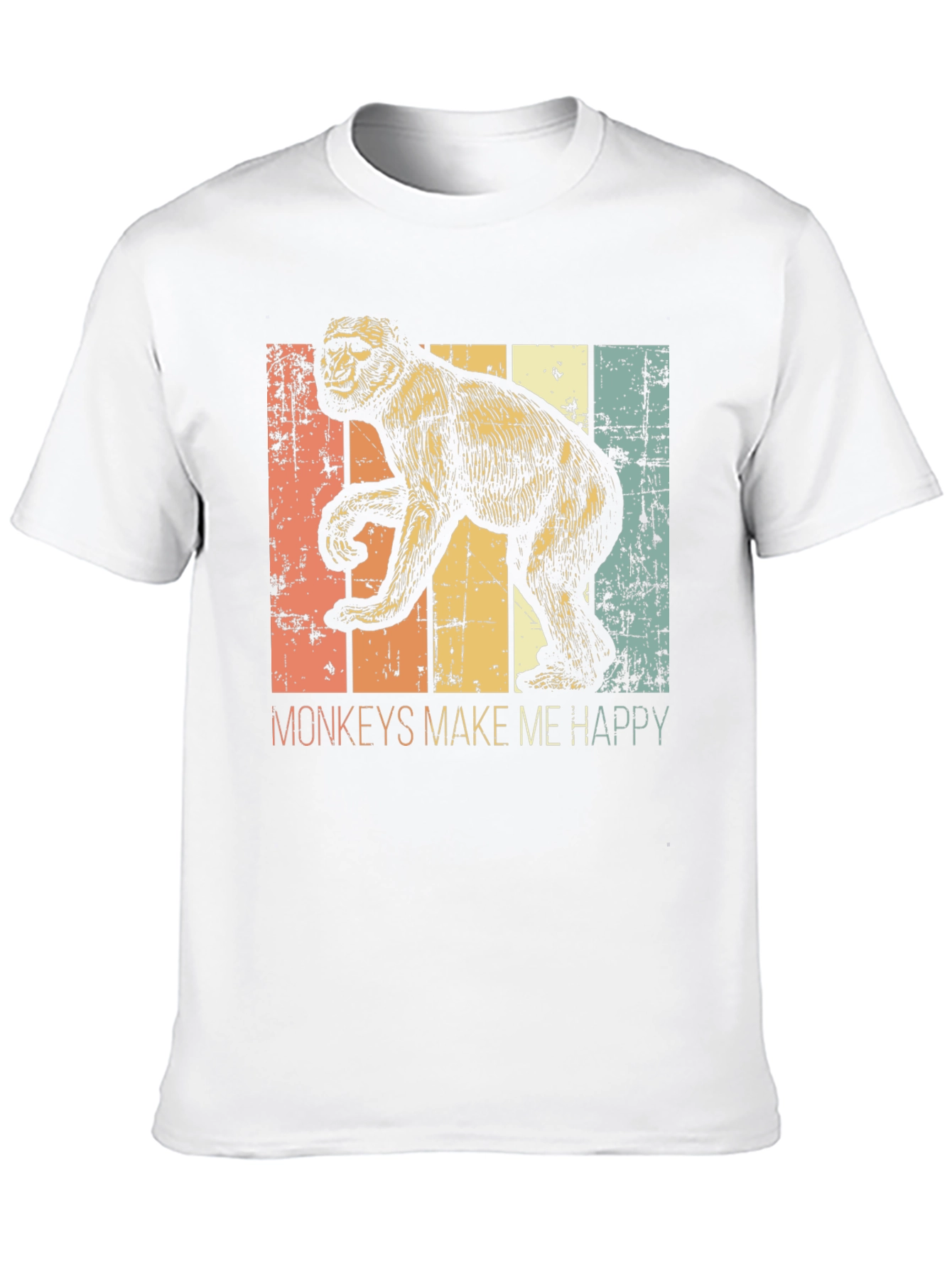 Black Vintage Monkeys Make Me Happy Graphic Tee view 10