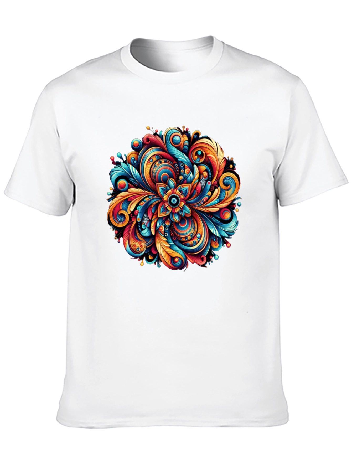 Black Vibrant Floral Mandala Graphic Tee - Black Cotton Comfort view 10