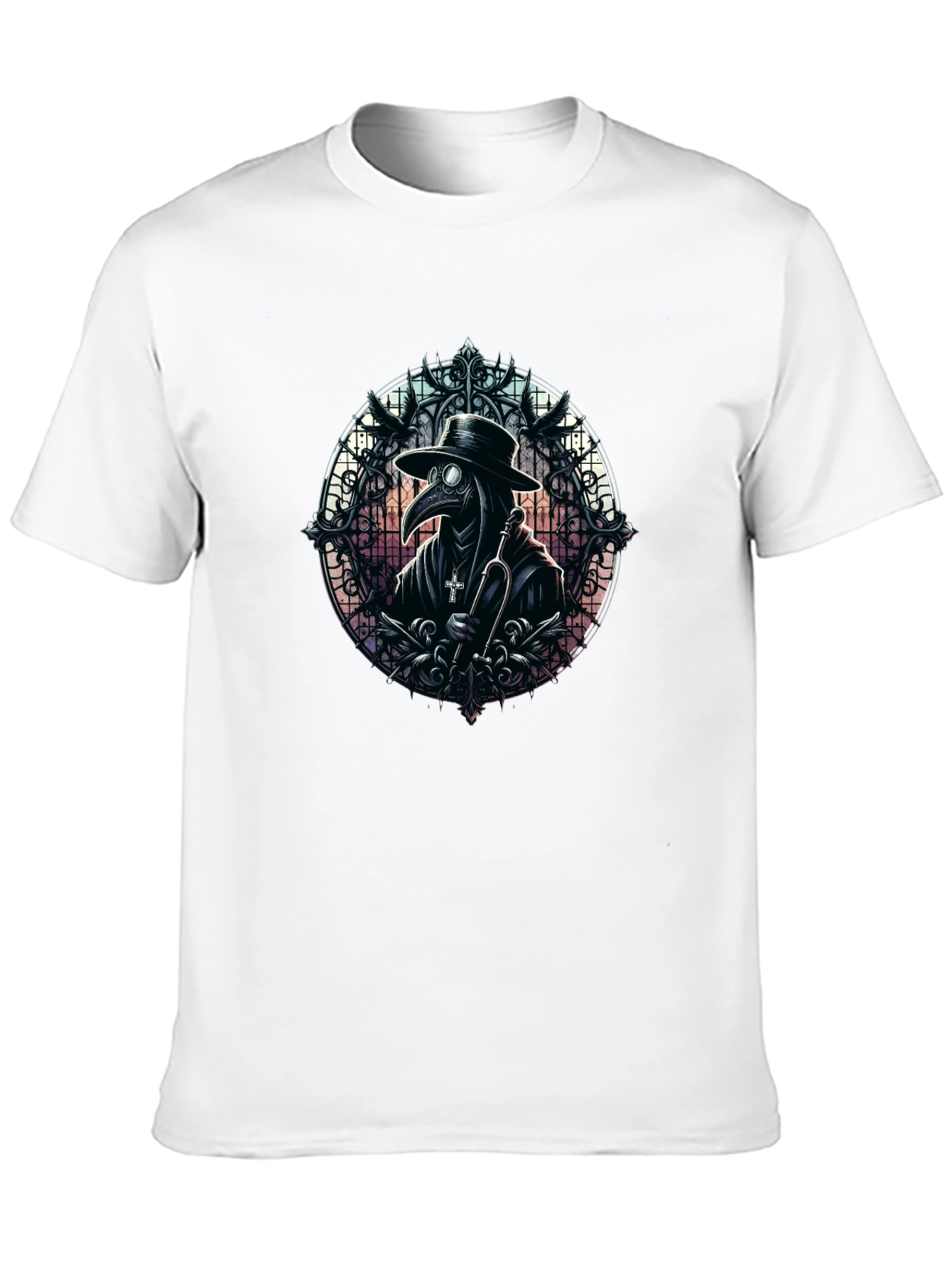 Black Plague Doctor Graphic Tee - Gothic Style view 10