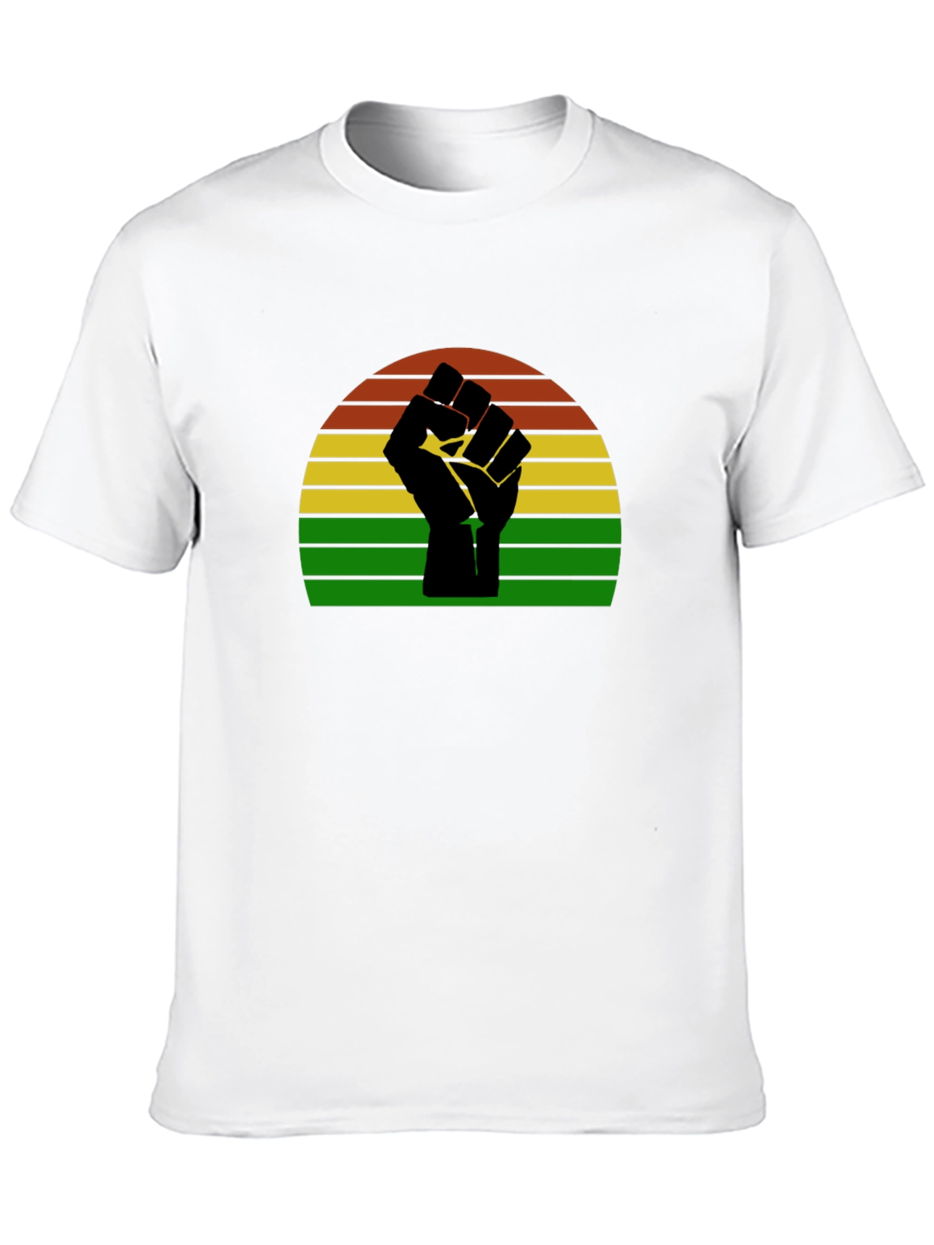 Black Black Power Fist T-Shirt - Retro Sunset Design view 10