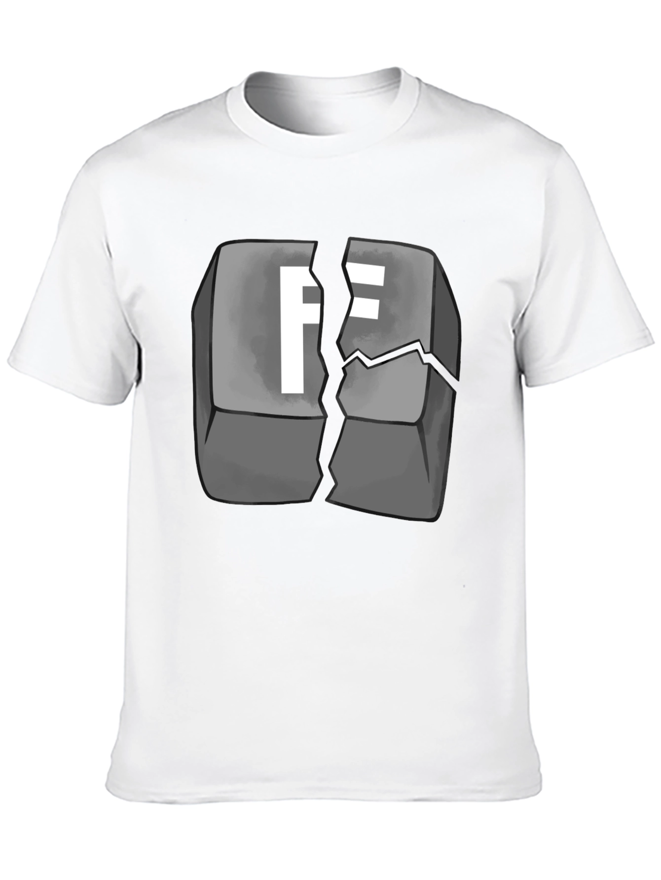 Black Cracked Keyboard Key F Graphic T-Shirt view 10