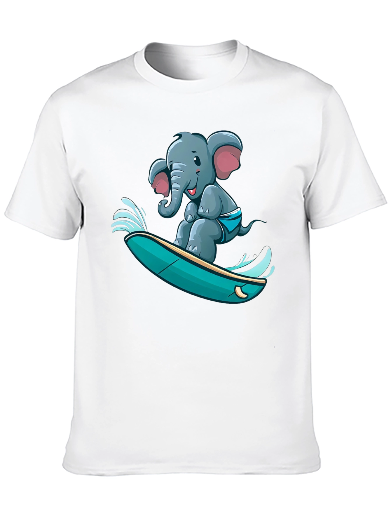 Black Surfing Elephant T-Shirt - Unique Cartoon Design view 10