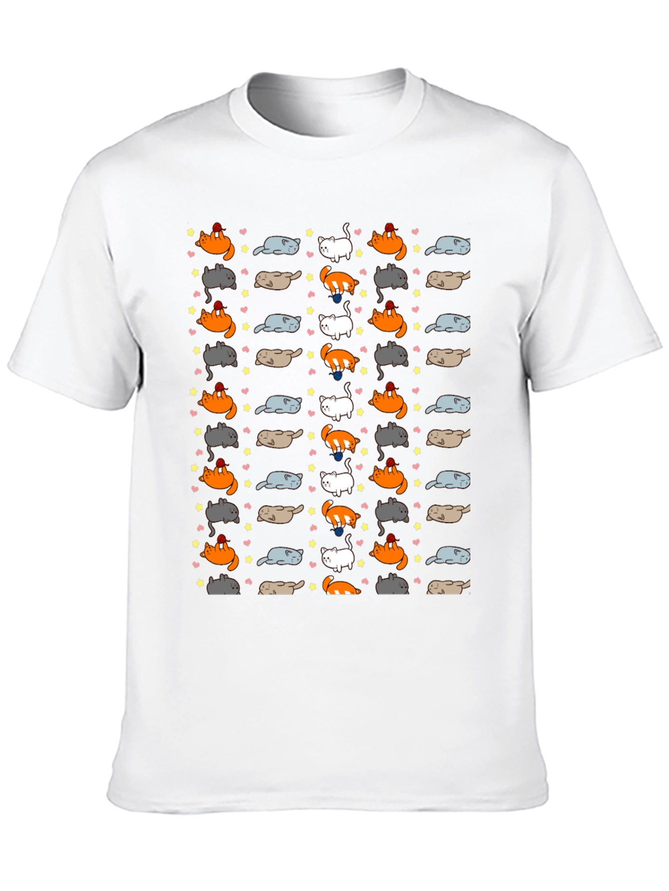 Black Cat Pattern Black T-Shirt view 10