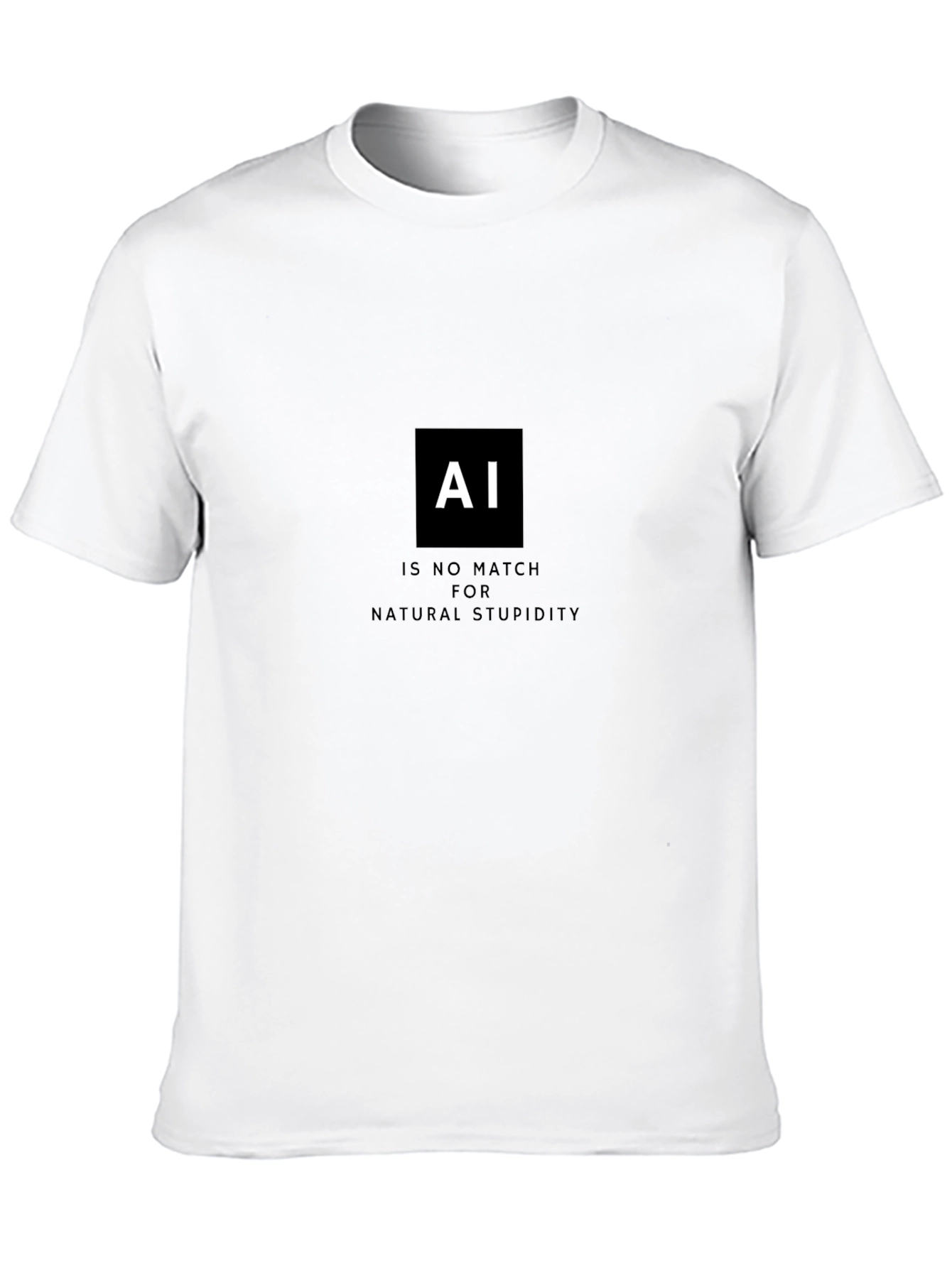 Black AI vs. Natural Stupidity T-Shirt - Black Cotton Tee view 10