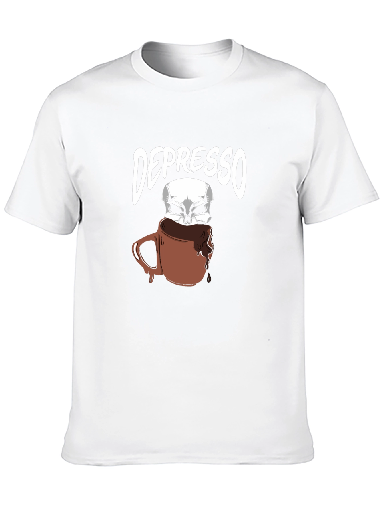 Black Depresso T-Shirt - Funny Skull Coffee Design view 10