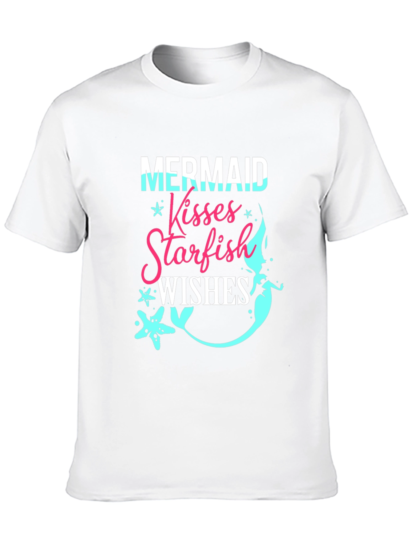Black Mermaid Kisses Starfish Wishes Graphic T-Shirt view 10