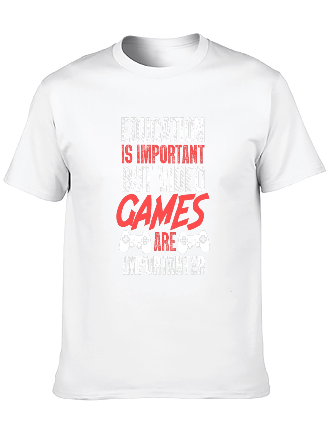 Black Funny Gamer T-Shirt - Education vs. Video Games view 10