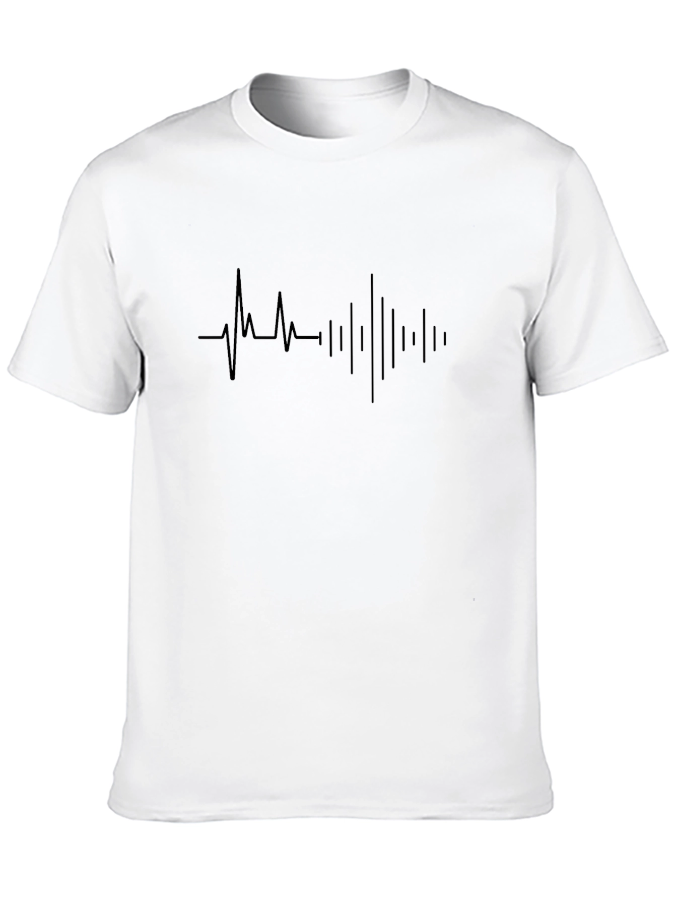 Black Heartbeat Soundwave Graphic Tee - Black Cotton Blend view 10