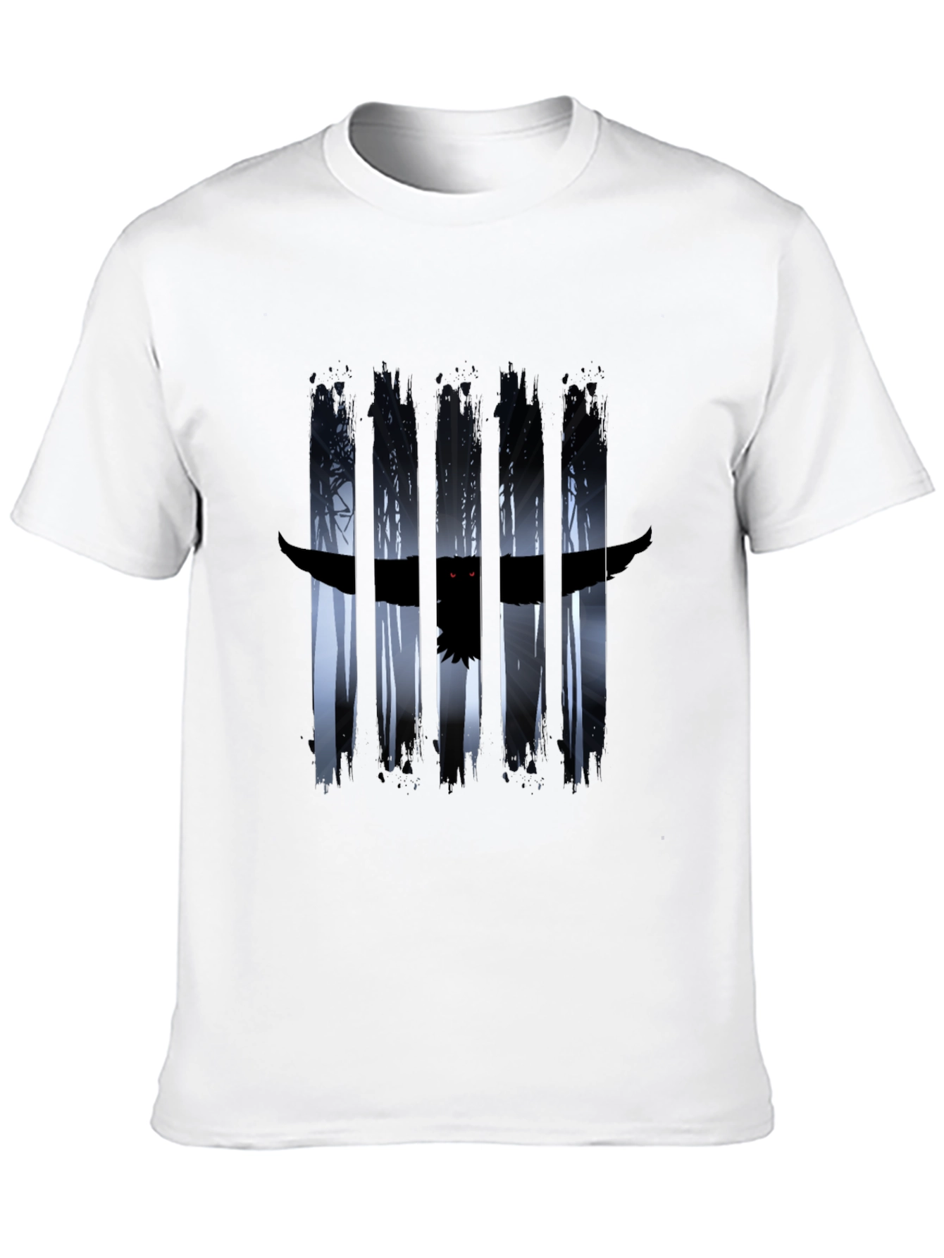 Black Owl Forest Graphic Black T-Shirt view 10