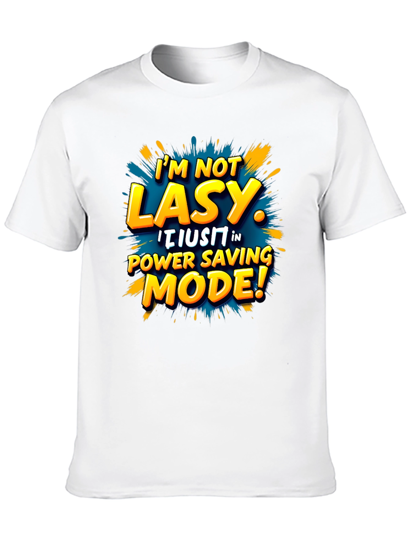 Black Funny Power Saving Mode T-Shirt - Novelty Lazy Joke Tee view 10