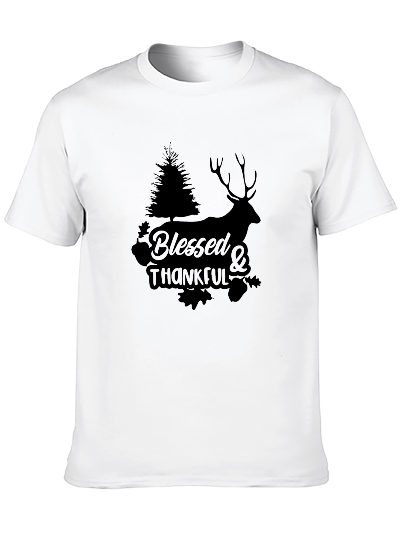Black Blessed & Thankful Deer Graphic Tee - Black view 10