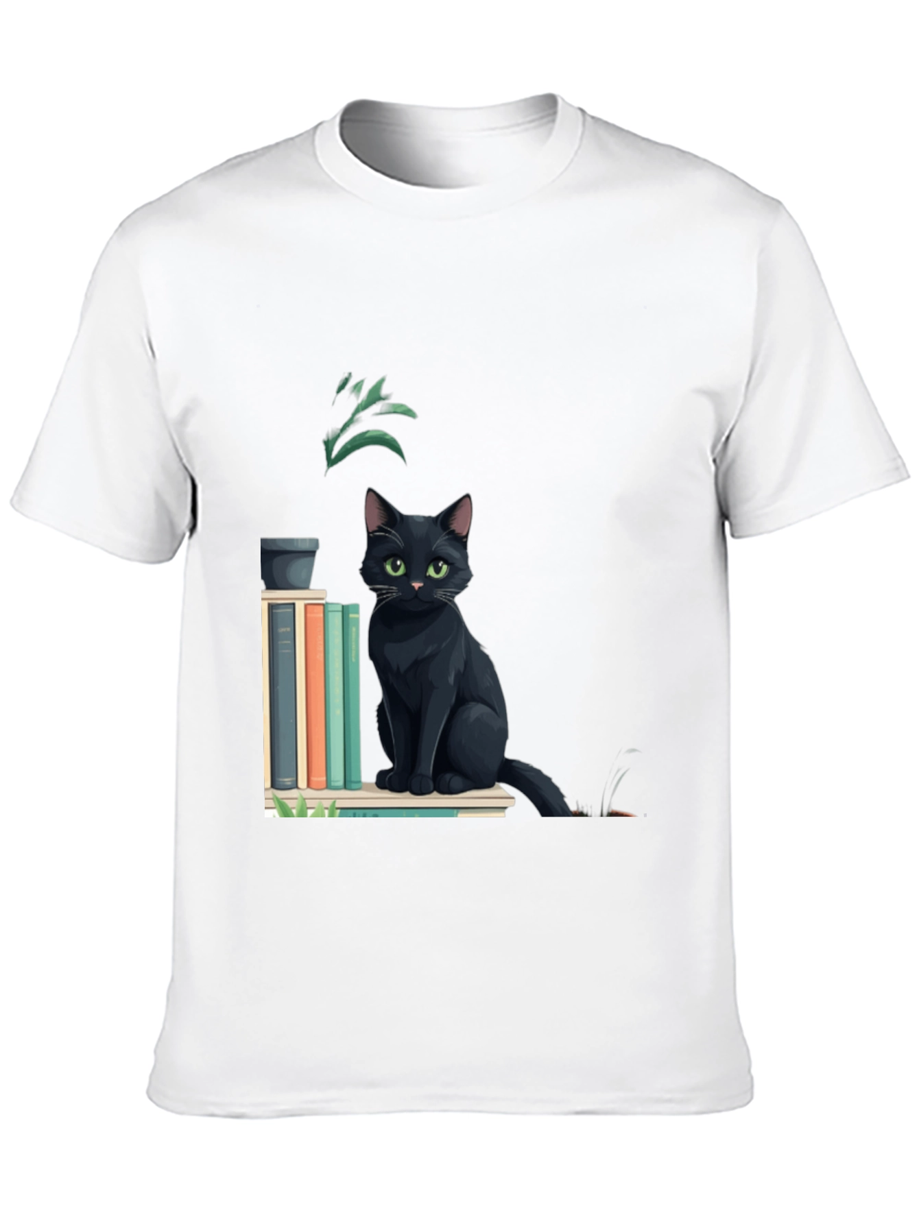 Black Black Cat Bookshelf T-Shirt - Stylish & Comfortable view 10