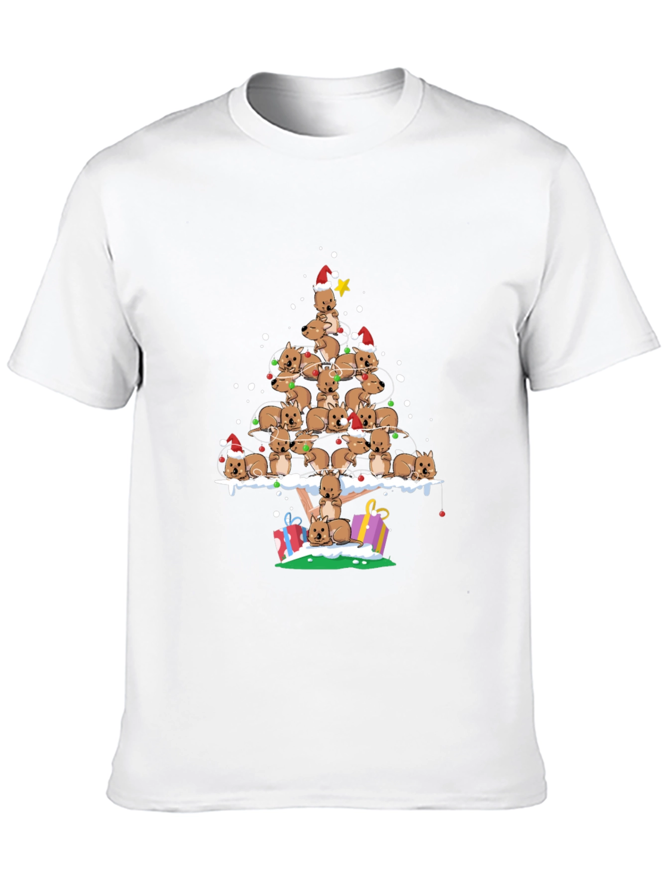 Black Wombat Christmas Tree T-Shirt - Festive Holiday Apparel view 10