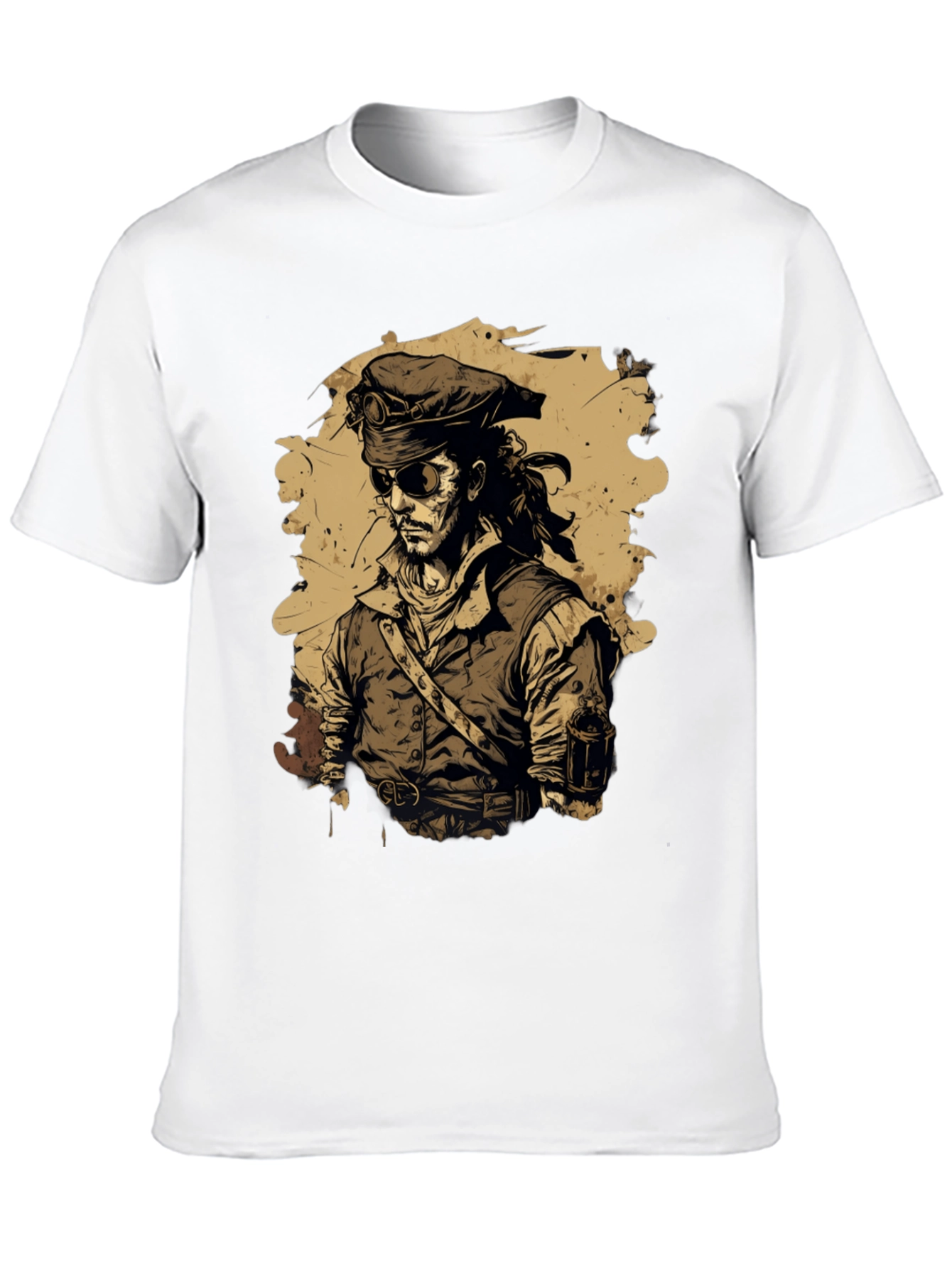 Black Steampunk Pirate Graphic T-Shirt view 10