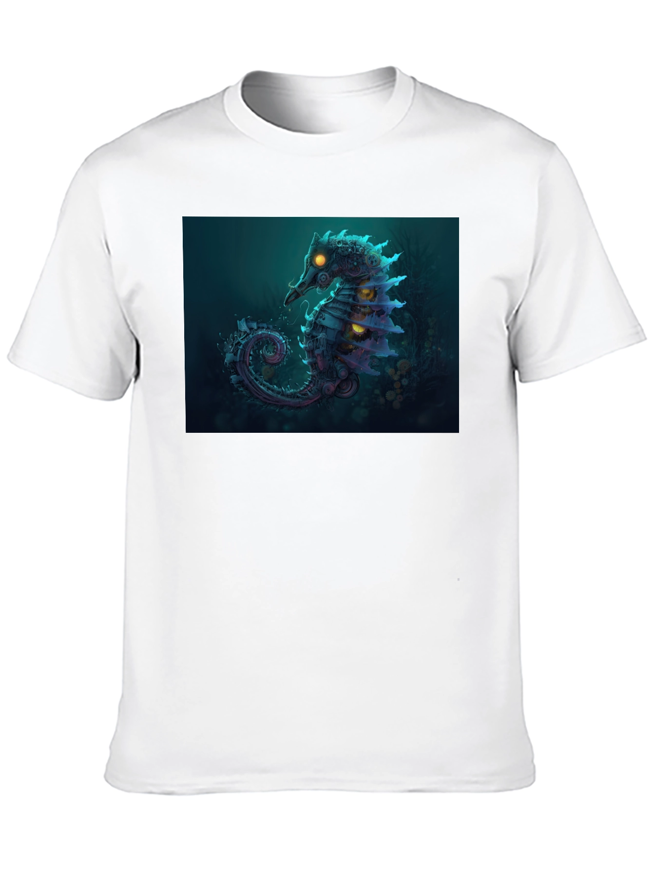 Black Steampunk Seahorse Graphic Tee view 10