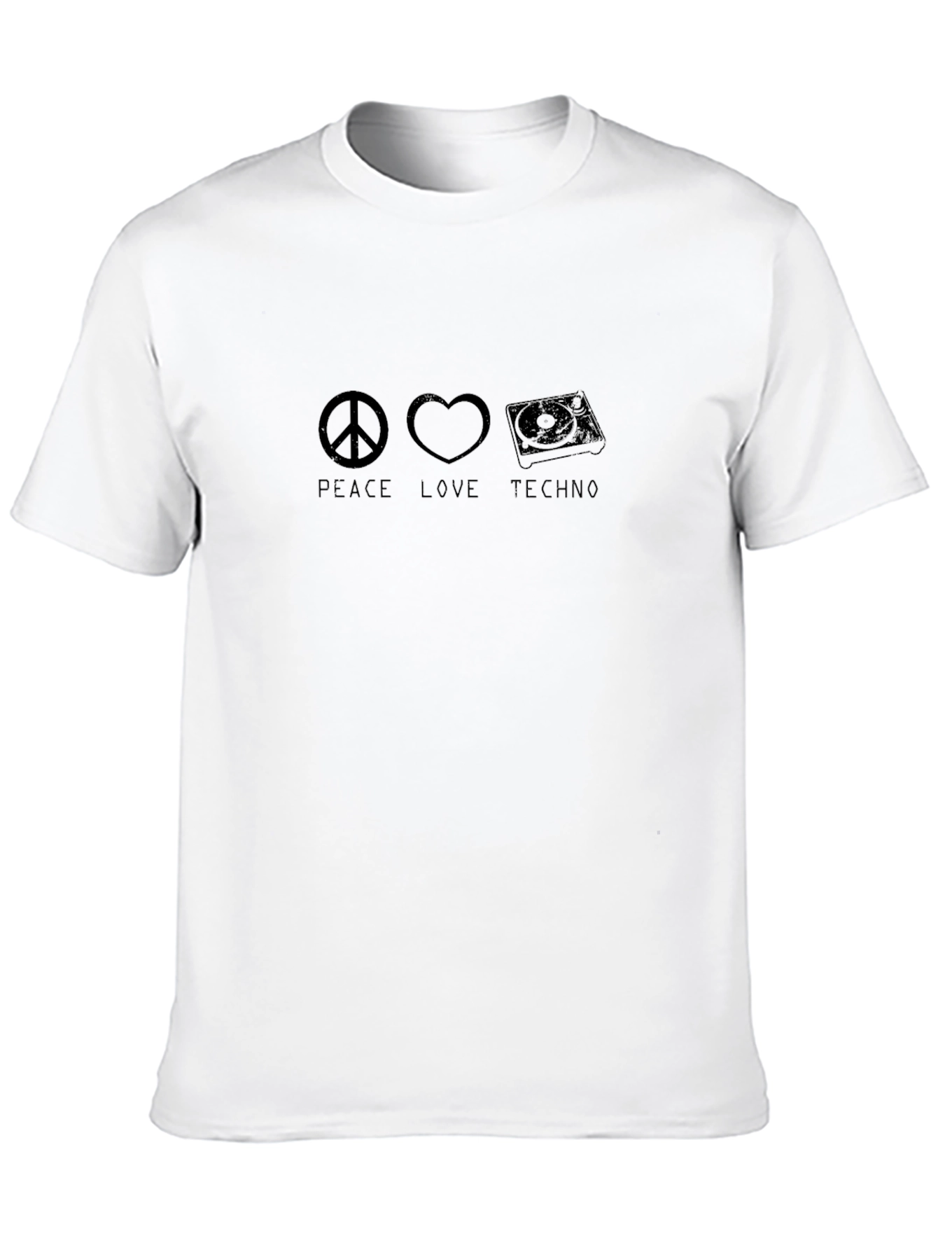 Black Peace Love Techno Black T-Shirt view 10