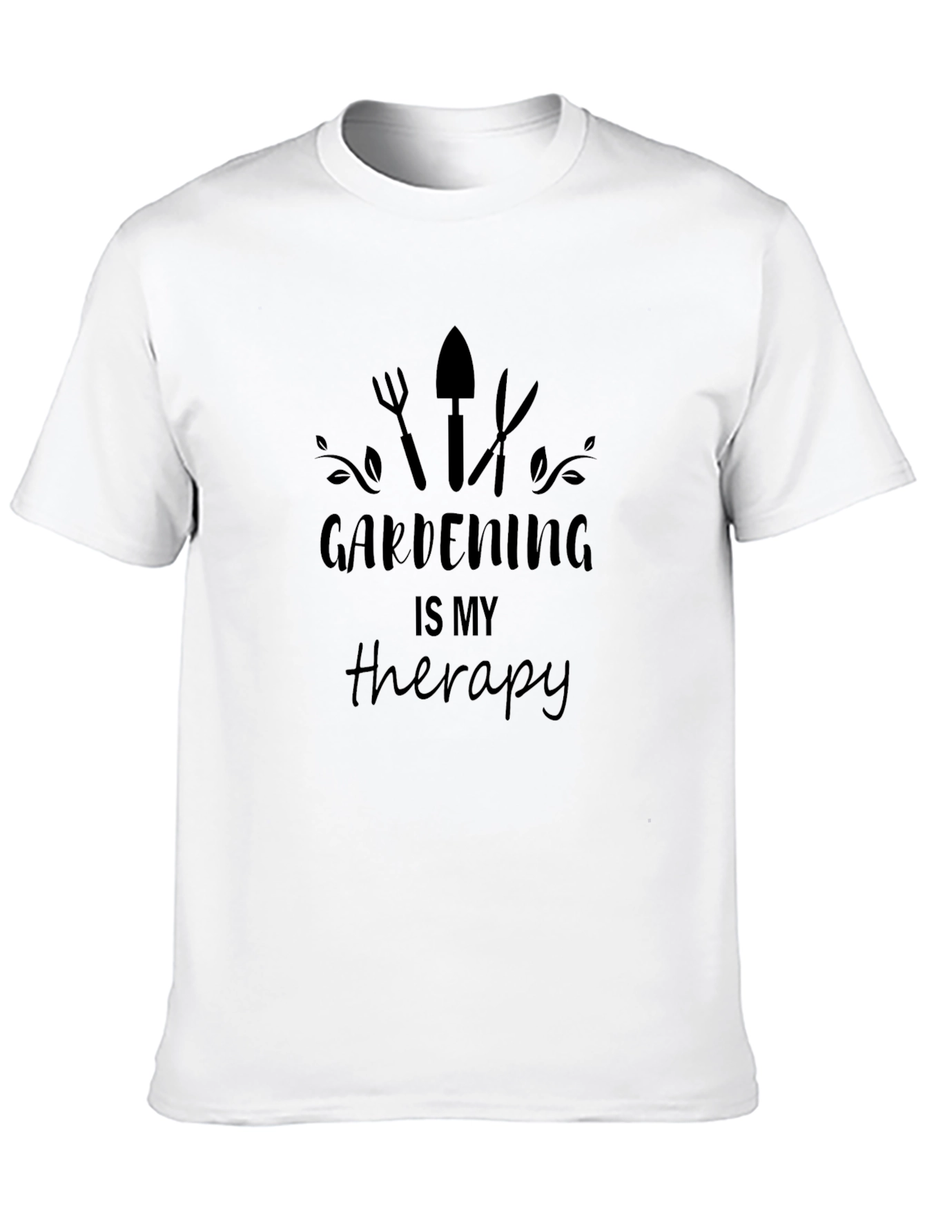 Black Gardening Is My Therapy T-Shirt - Black view 10
