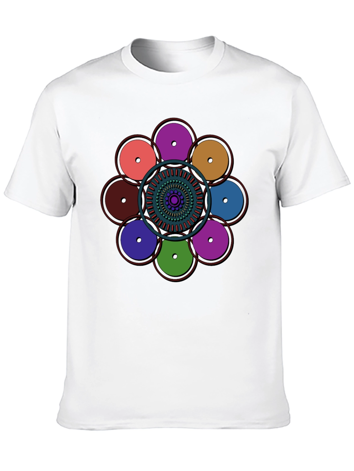 Black Geometric Circle Design Black T-Shirt view 10
