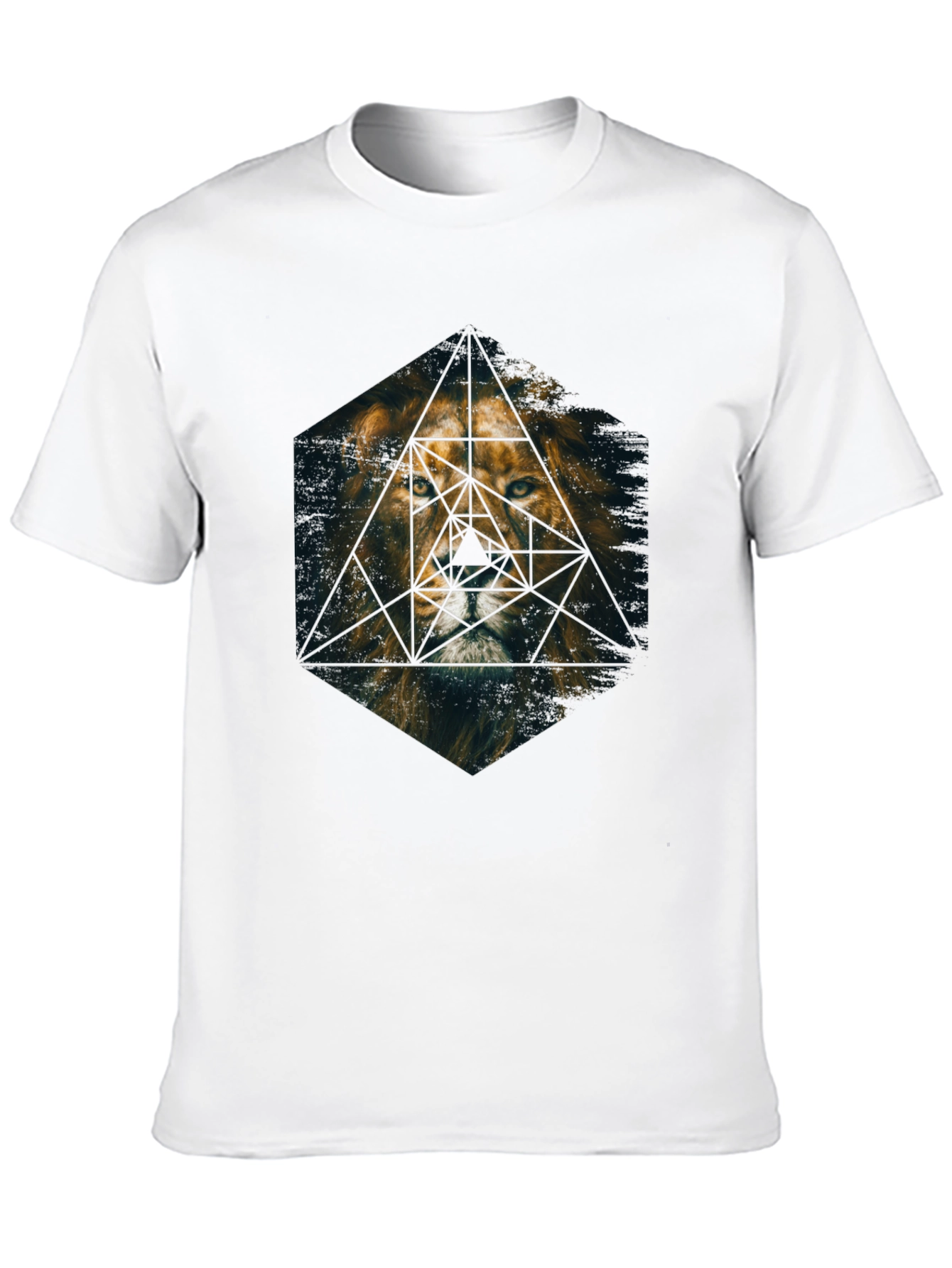 Black Geometric Lion Graphic Print Tee - Premium Men's T-Shirt view 10