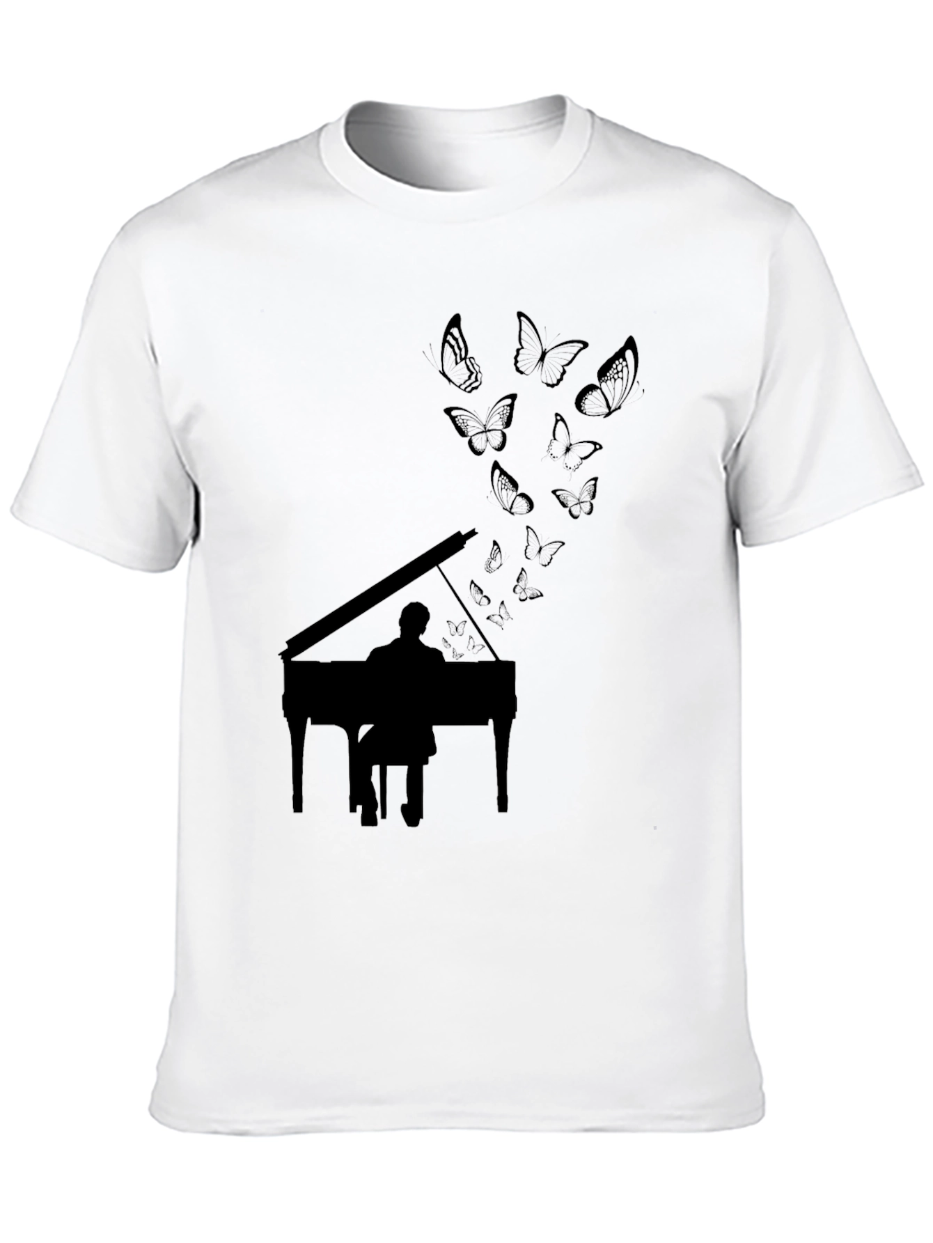 Black Piano Butterfly Black T-Shirt view 10