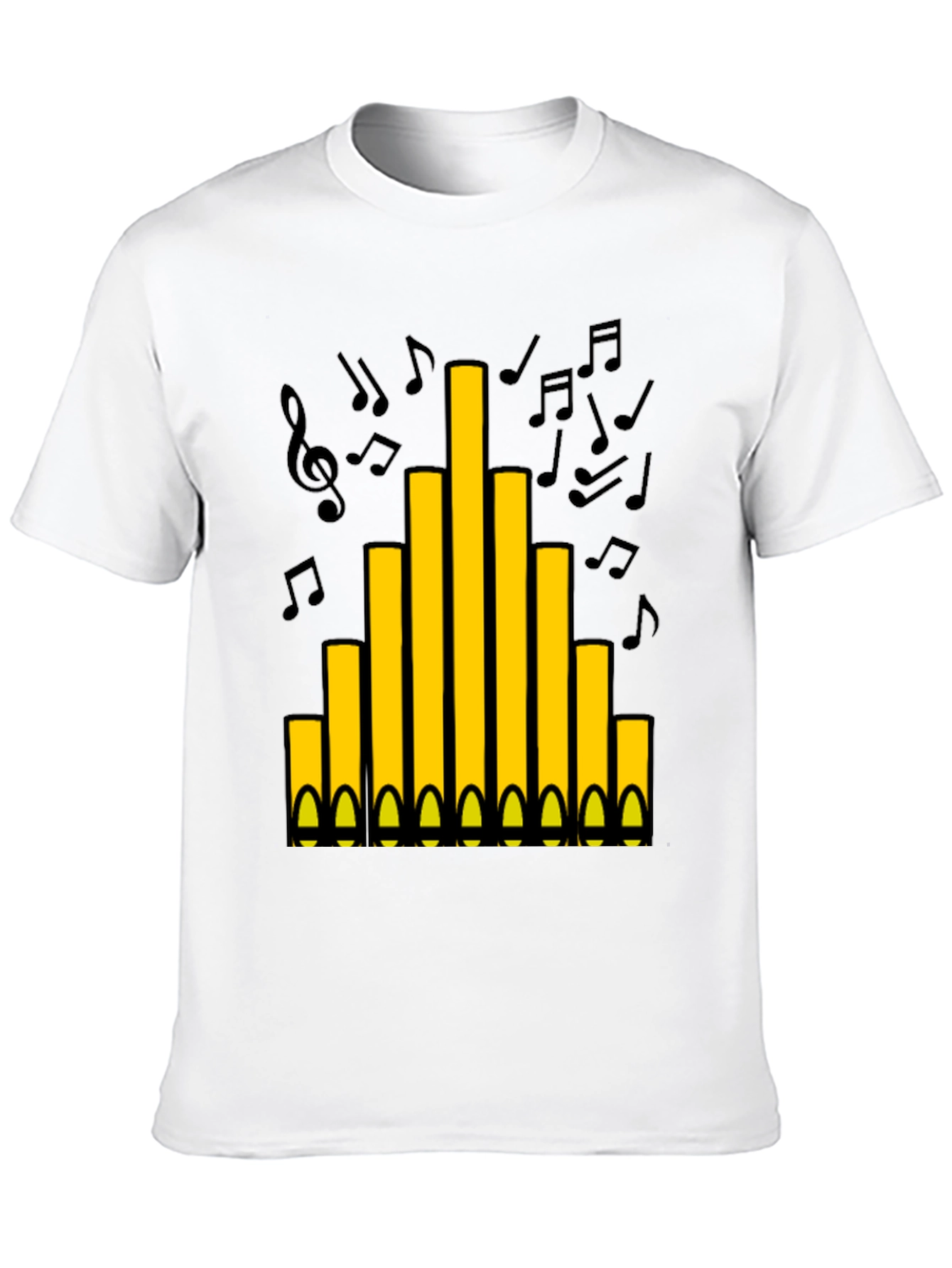 Black Organ Pipe Music Notes Graphic T-Shirt view 10