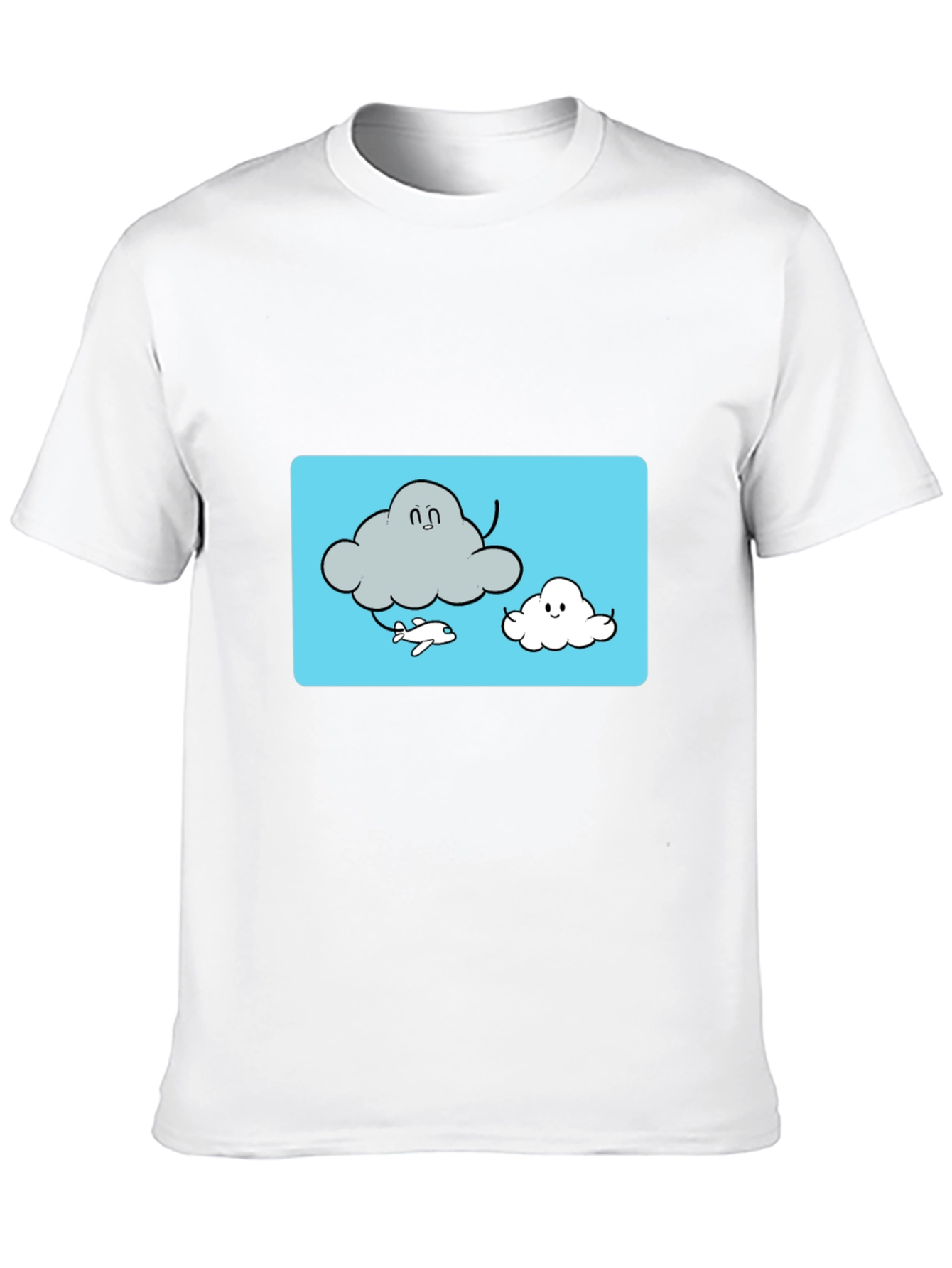 Black Cloud Cartoon Graphic Tee - Black Cotton T-Shirt view 10