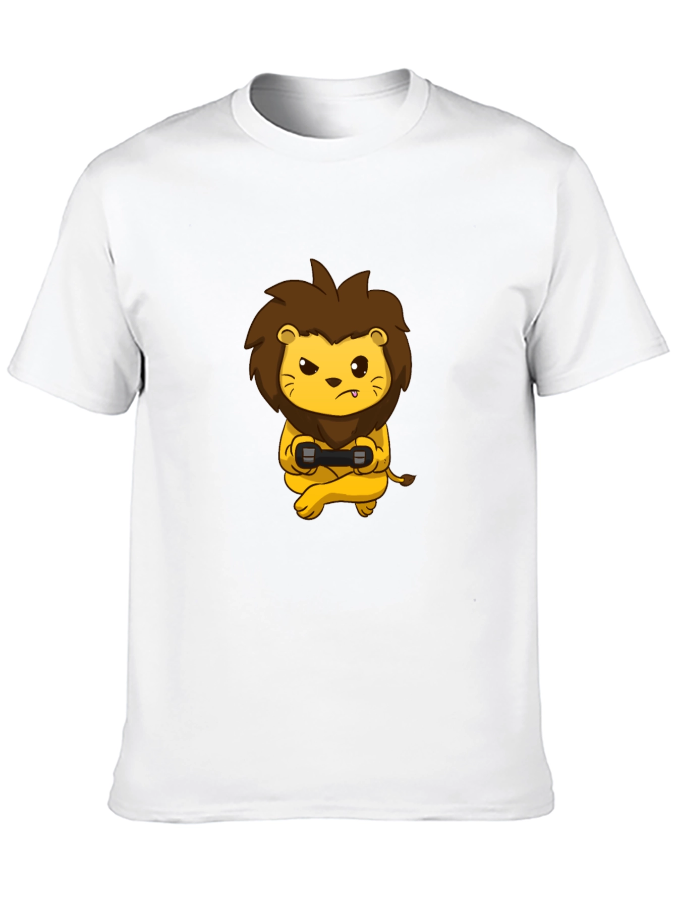 Black Gamer Lion Graphic T-Shirt - Black Cotton Tee view 10