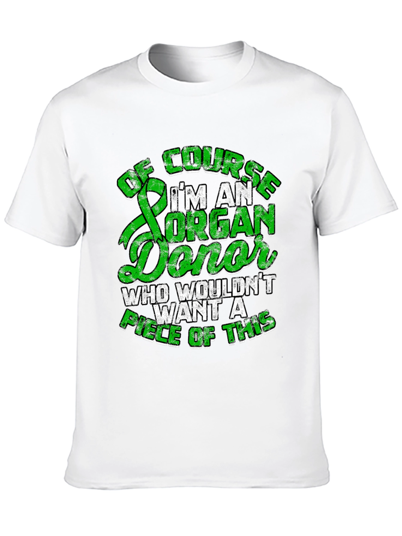 Black Organ Donor T-Shirt - Green Ribbon Design view 10