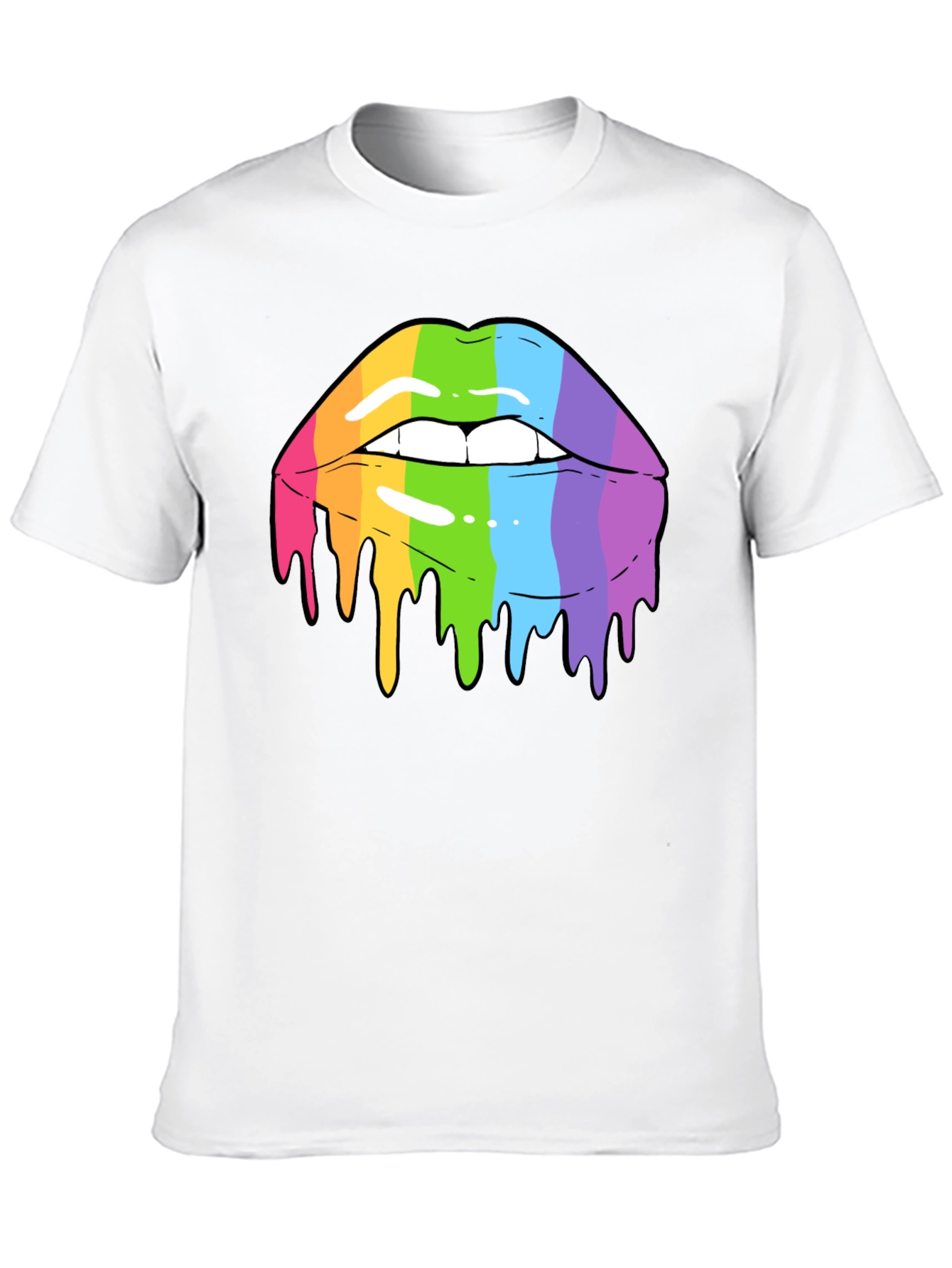Black Rainbow Lips Graphic T-Shirt view 10