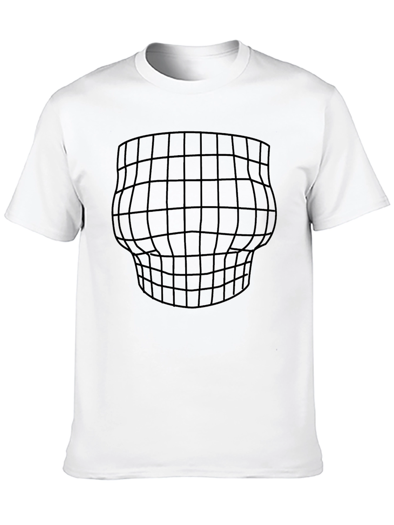 Black Optical Illusion Grid Tee - Funny Distorted Body Black T-Shirt view 10