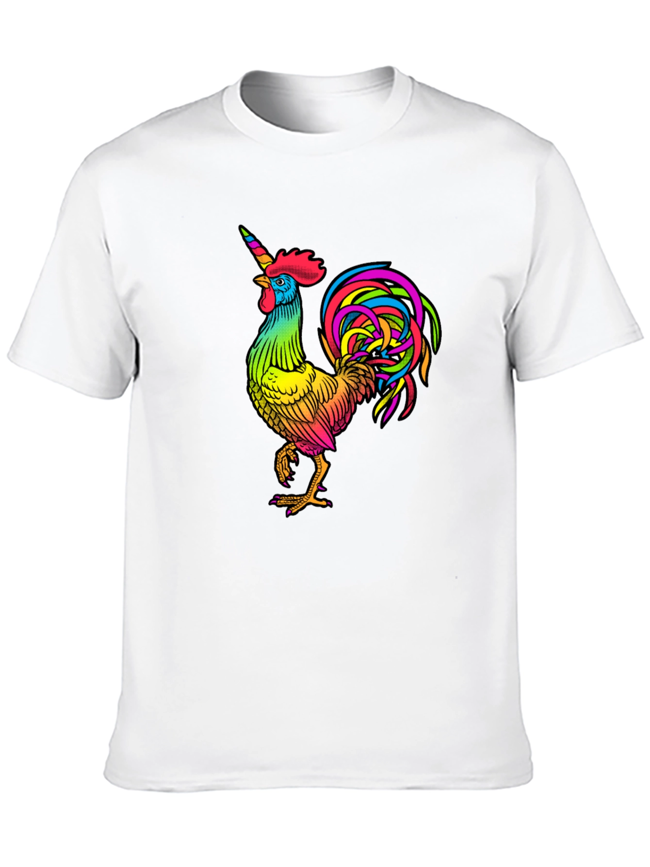 Black Rainbow Unicorn Rooster Graphic Tee view 10