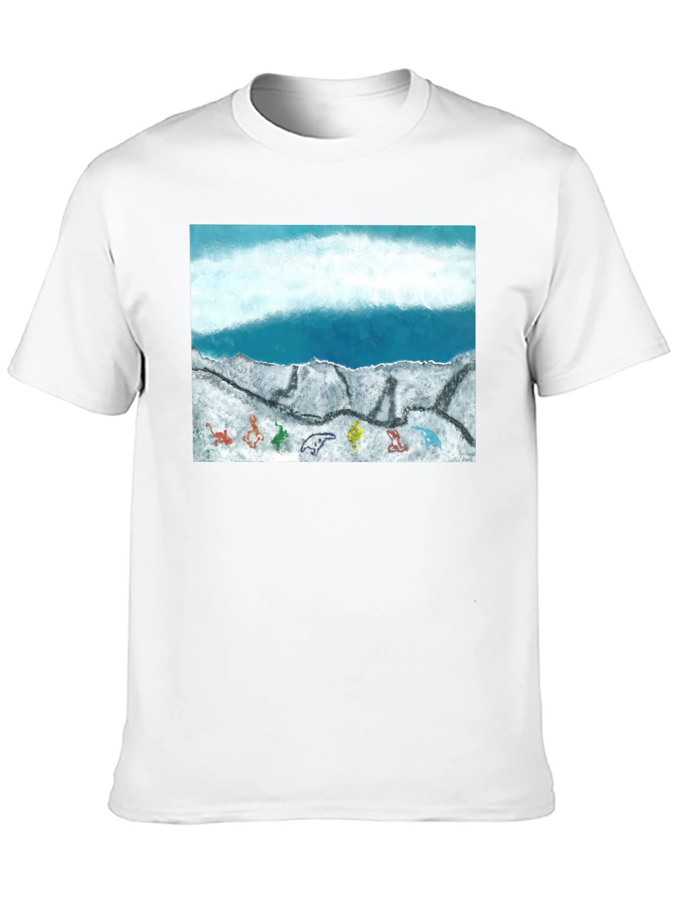 Ocean Scene Graphic Print Black T-Shirt - 10