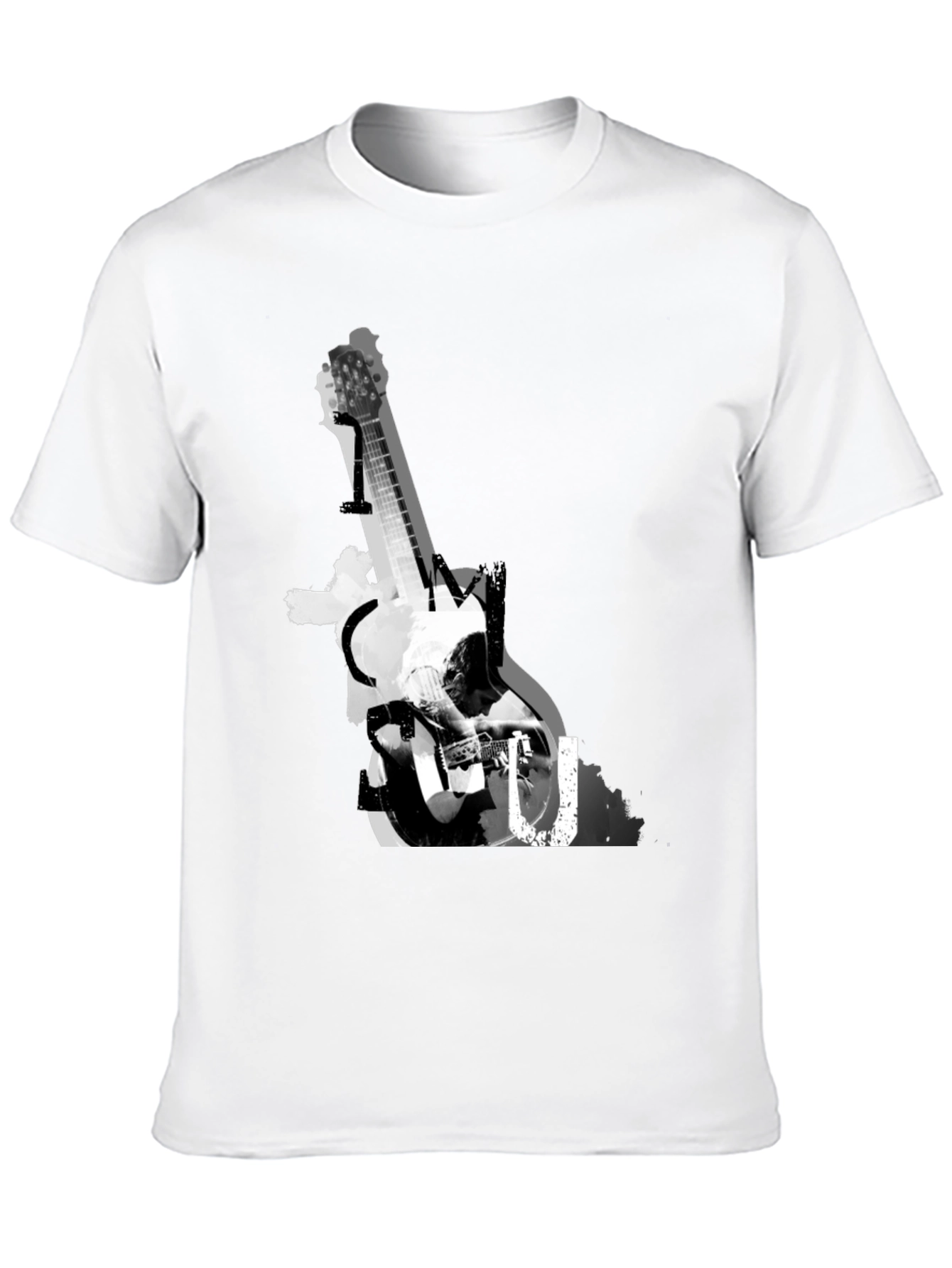 Guitar Graphic Print Tee - Black - 10