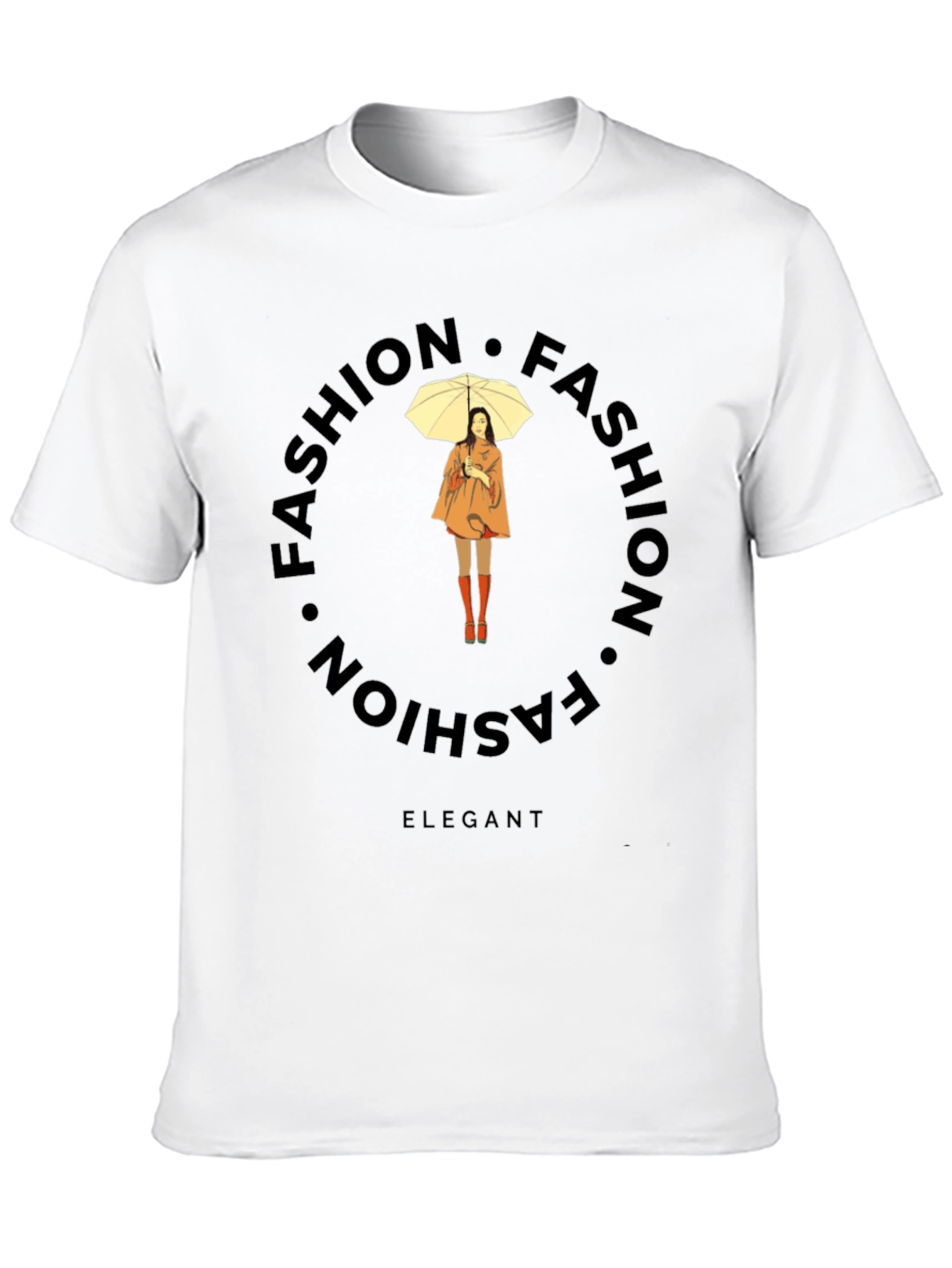 Black Elegant Fashion Tee - Stylish Round Design view 10