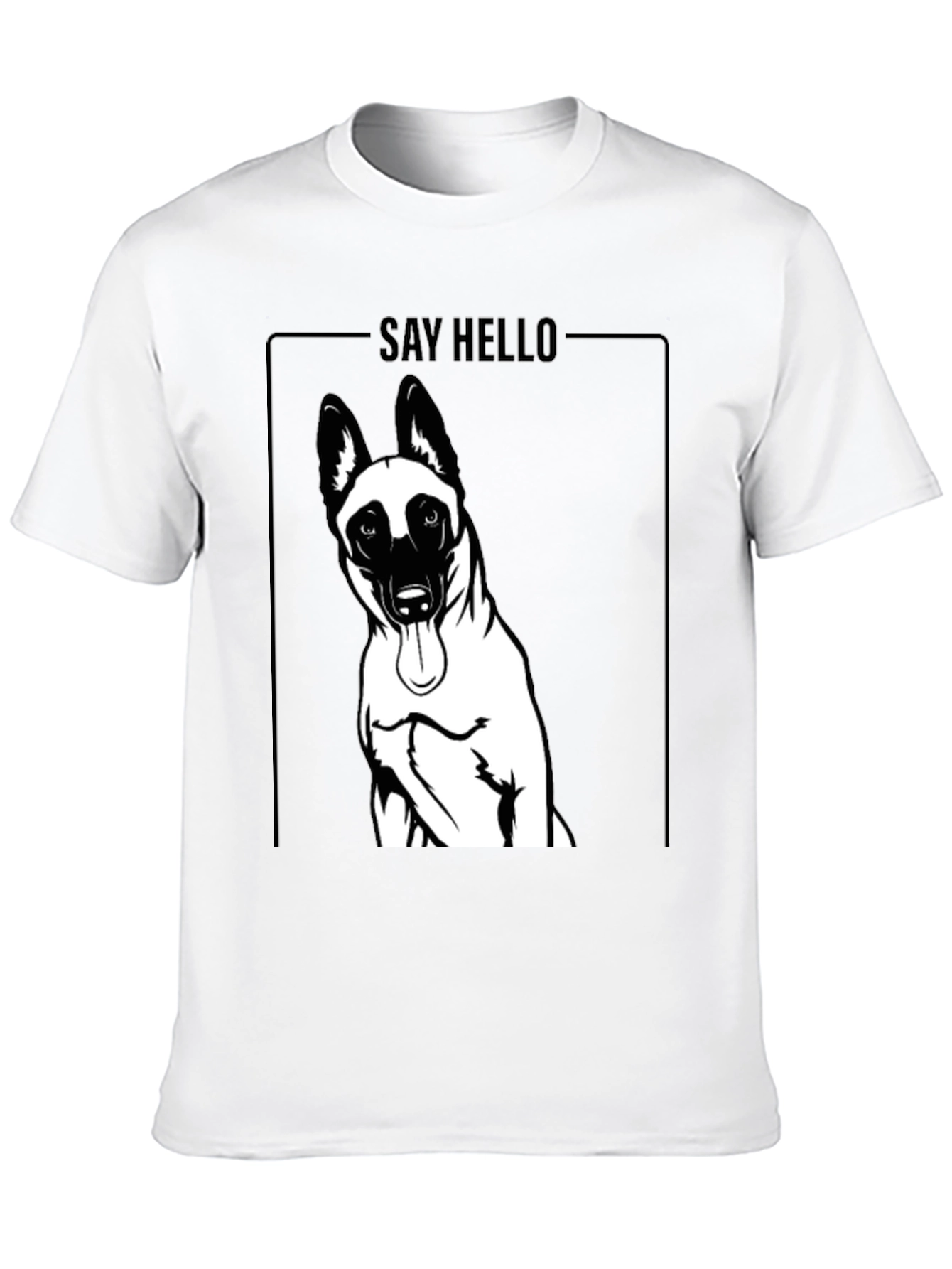 Dog Graphic Tee - Say Hello, Black Cotton T-Shirt - 10