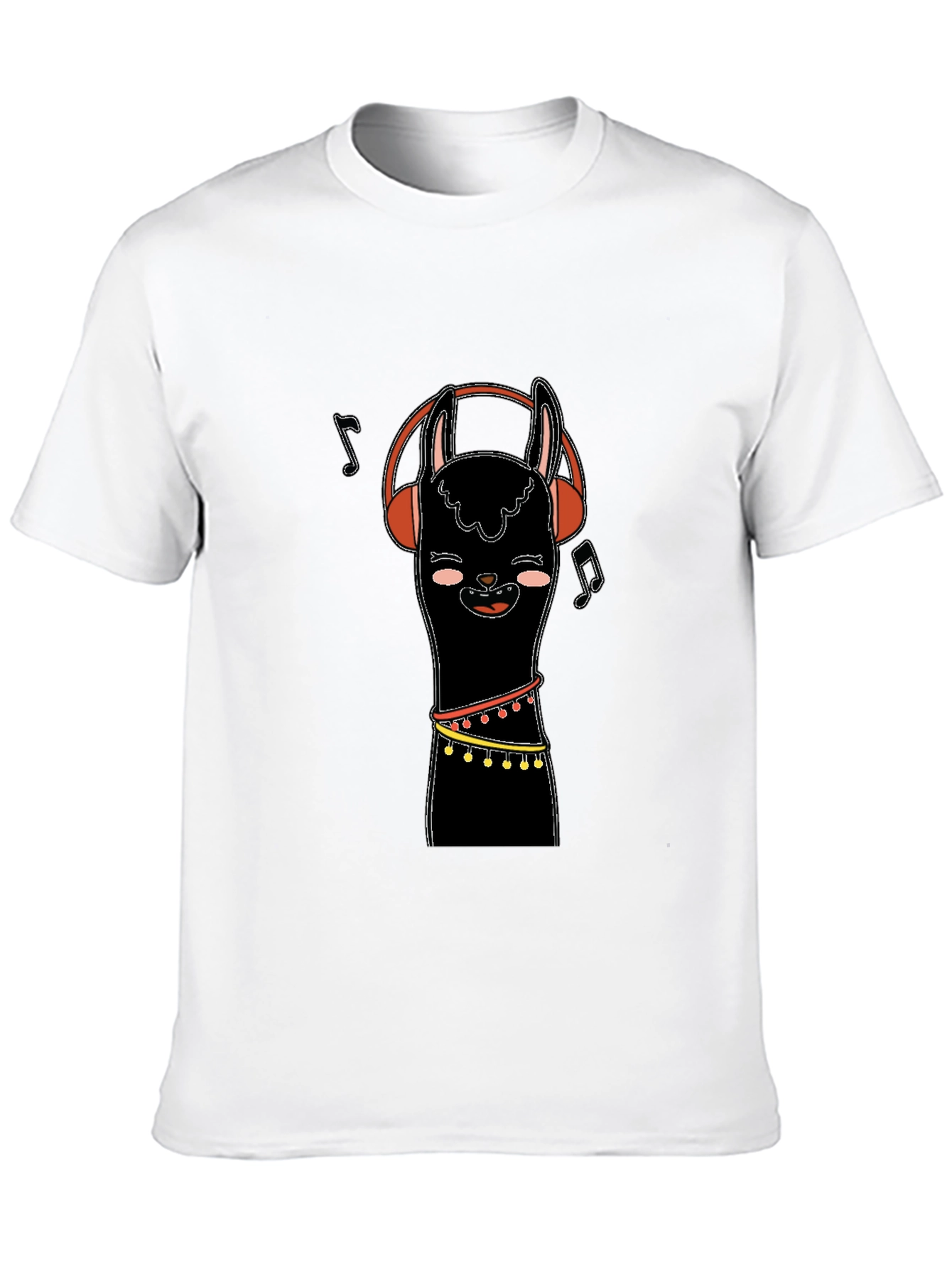 Black Llama Headphones Black Graphic Tee view 10
