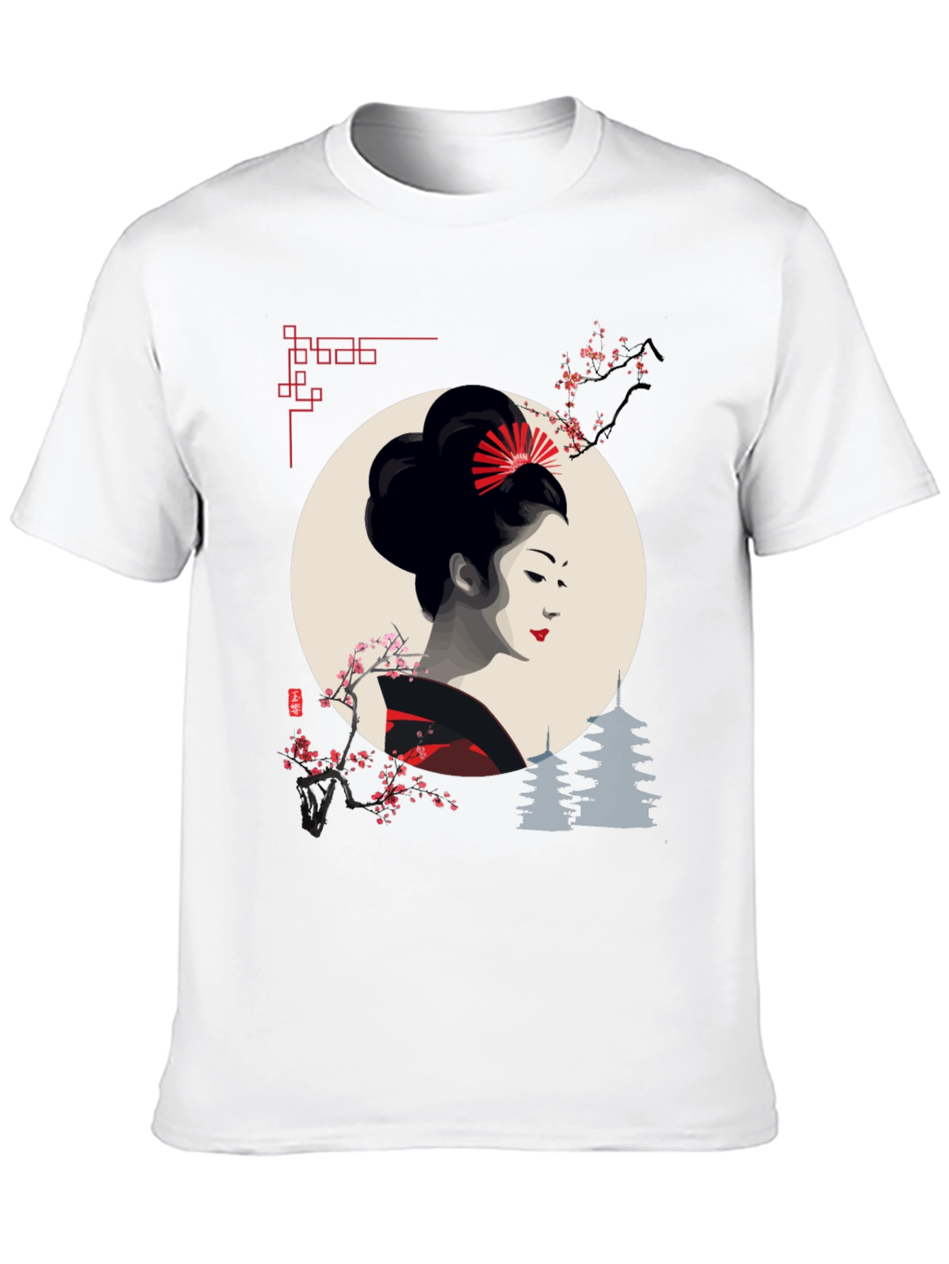 Black Geisha Graphic Print Black T-Shirt view 10