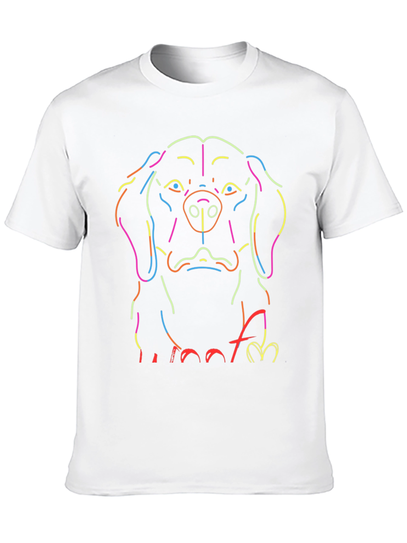Neon Dog Outline Graphic T-Shirt - Black - 10