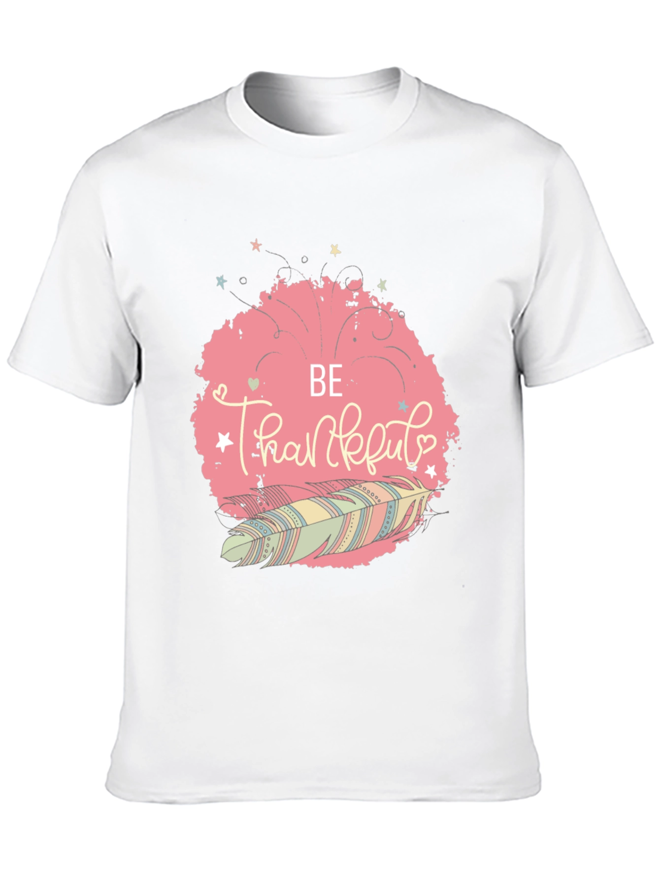 Black Be Thankful Feather Graphic Tee - Stylish Comfort view 10