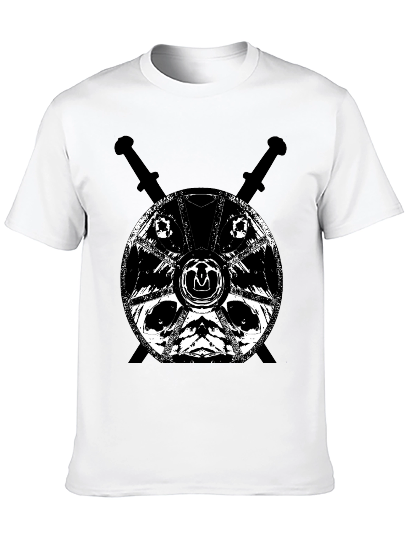 Black Viking Shield & Swords Graphic Tee - Black view 10