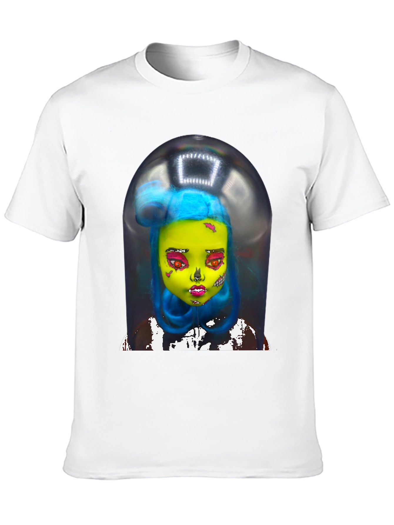 Black Surreal Doll Graphic Tee - Unique Art Shirt view 10