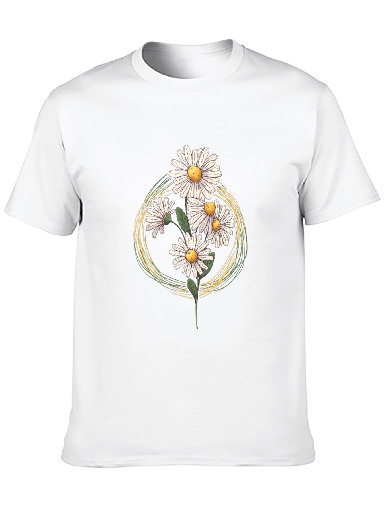 Black Daisy Graphic Print T-Shirt - Black Cotton Tee view 10