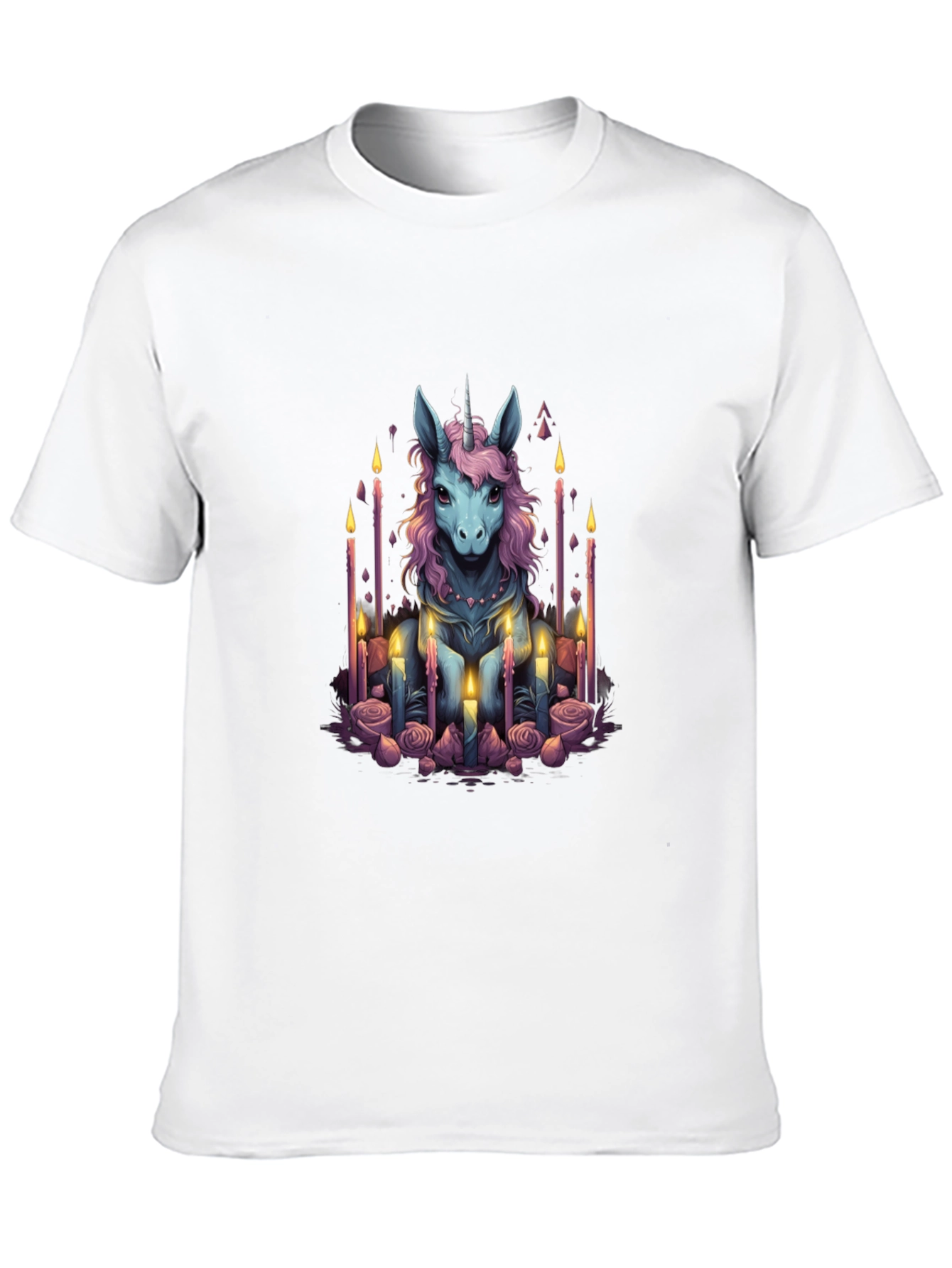 Black Unicorn Candle Graphic T-Shirt - Men's Black Tee view 10