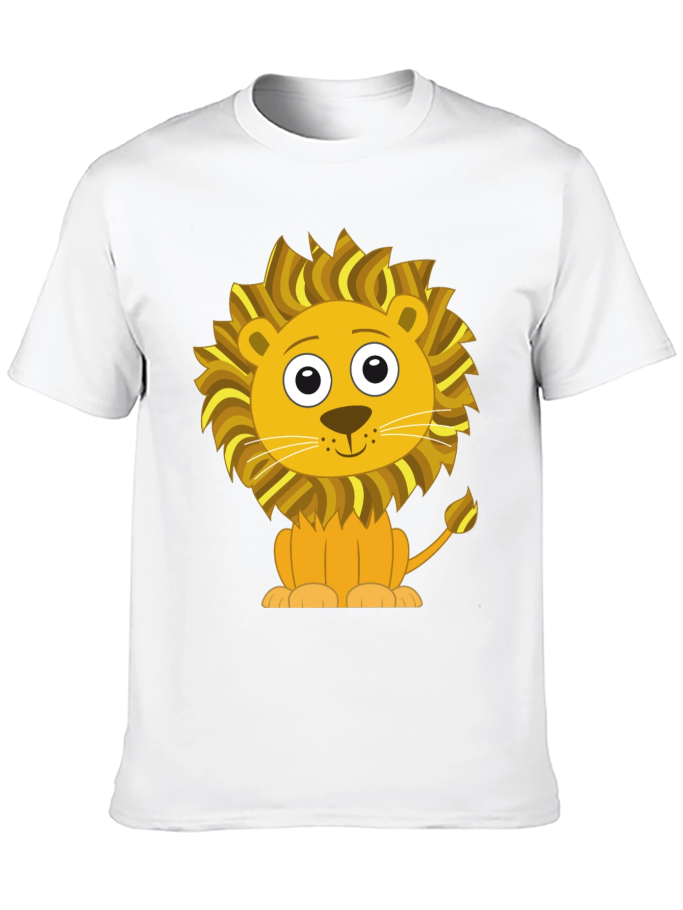 Black Cute Cartoon Lion Graphic T-Shirt - Black Cotton Tee view 10