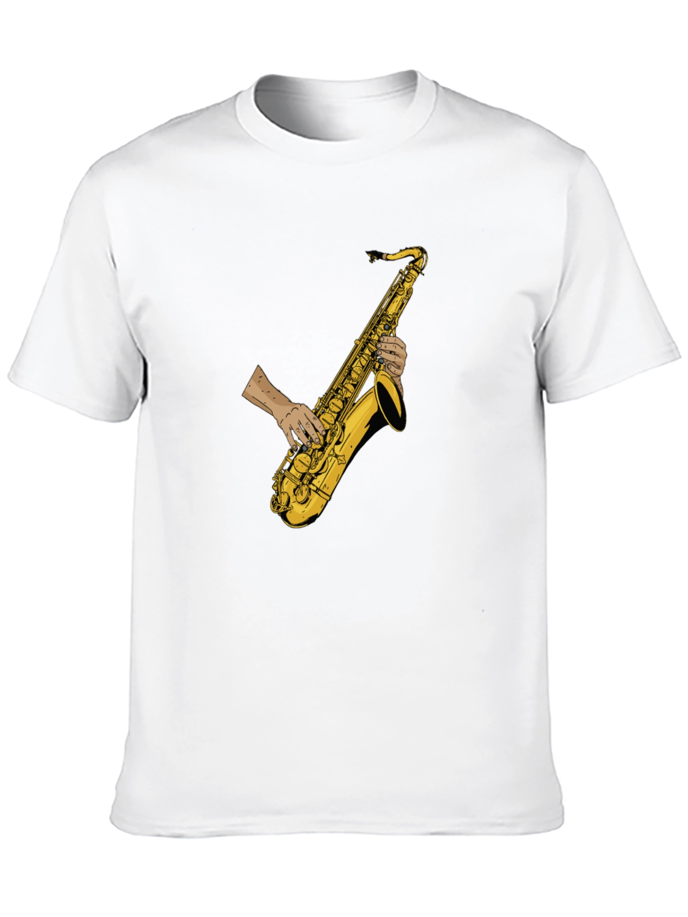 Black Saxophone Player Graphic Tee - Black Cotton T-Shirt view 10