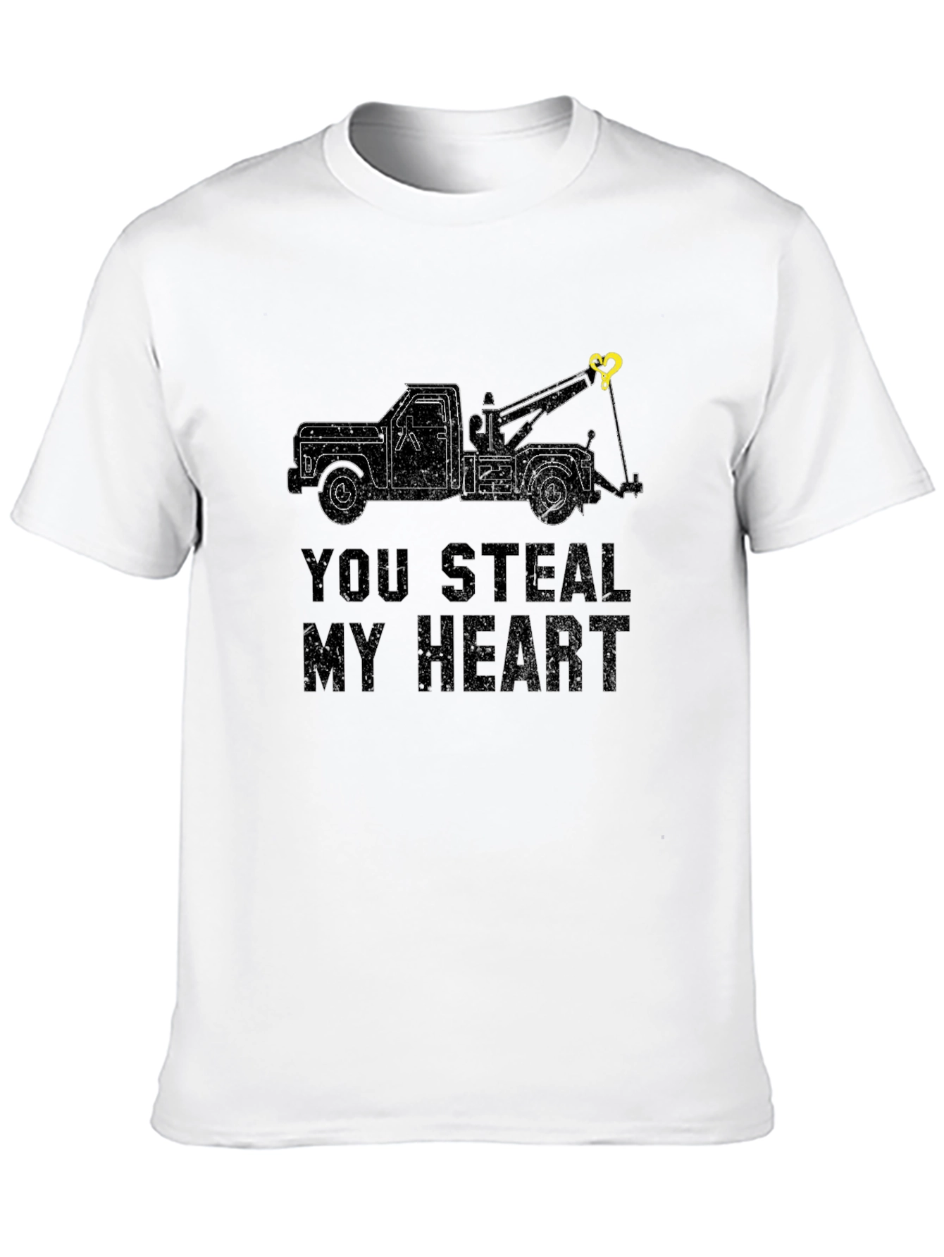 Black You Steal My Heart Tow Truck Graphic T-Shirt view 10