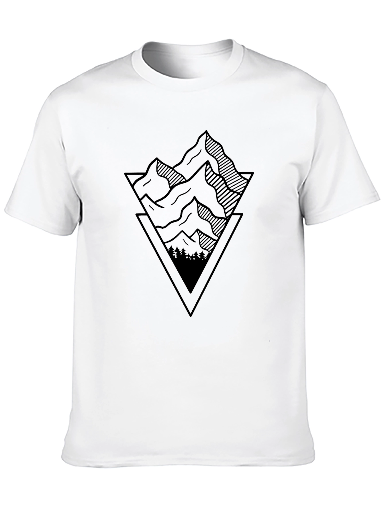 Black Geometric Mountain Graphic Tee - Black view 10