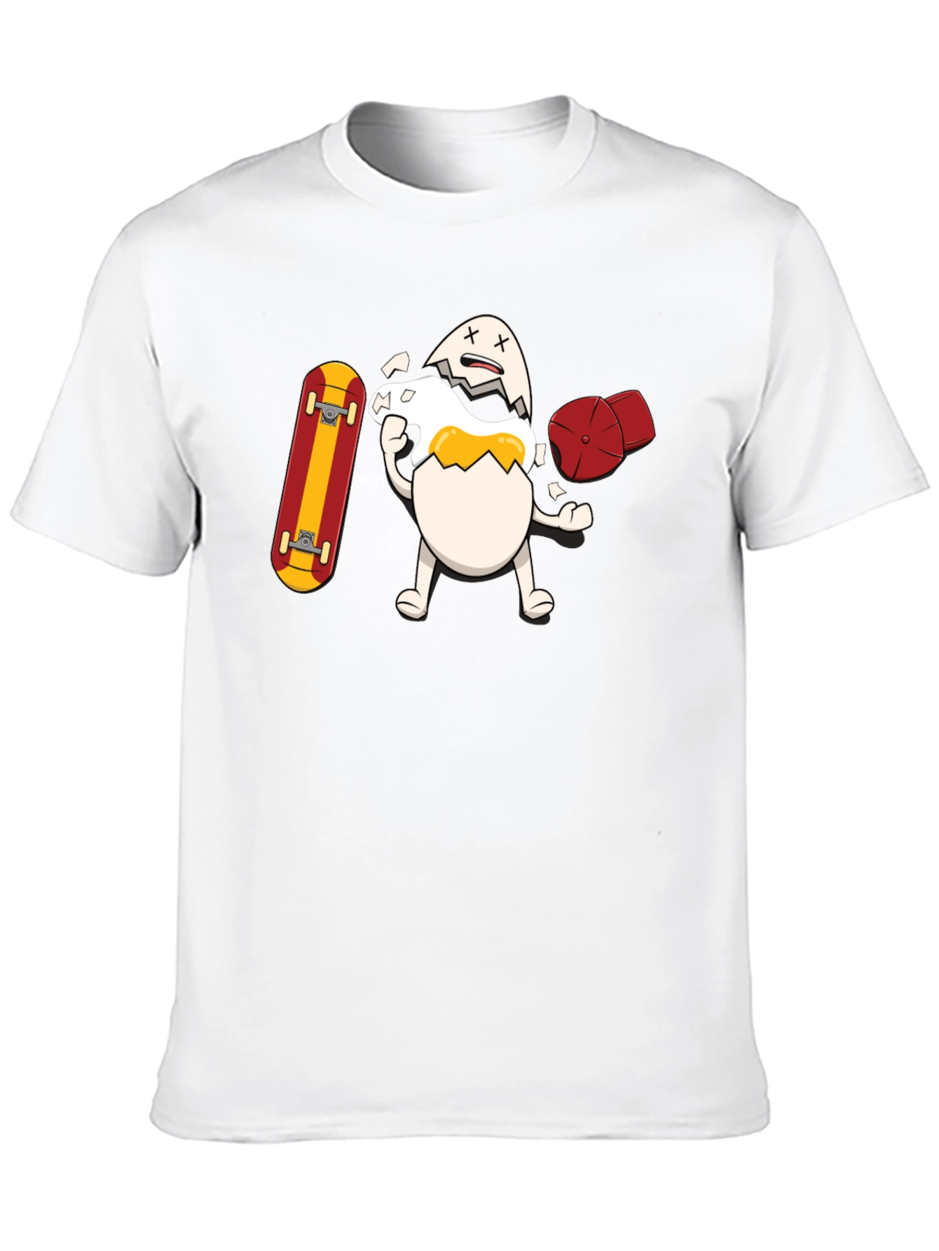 Black Egg-cellent Skater Tee: Broken Egg with Skateboard view 10