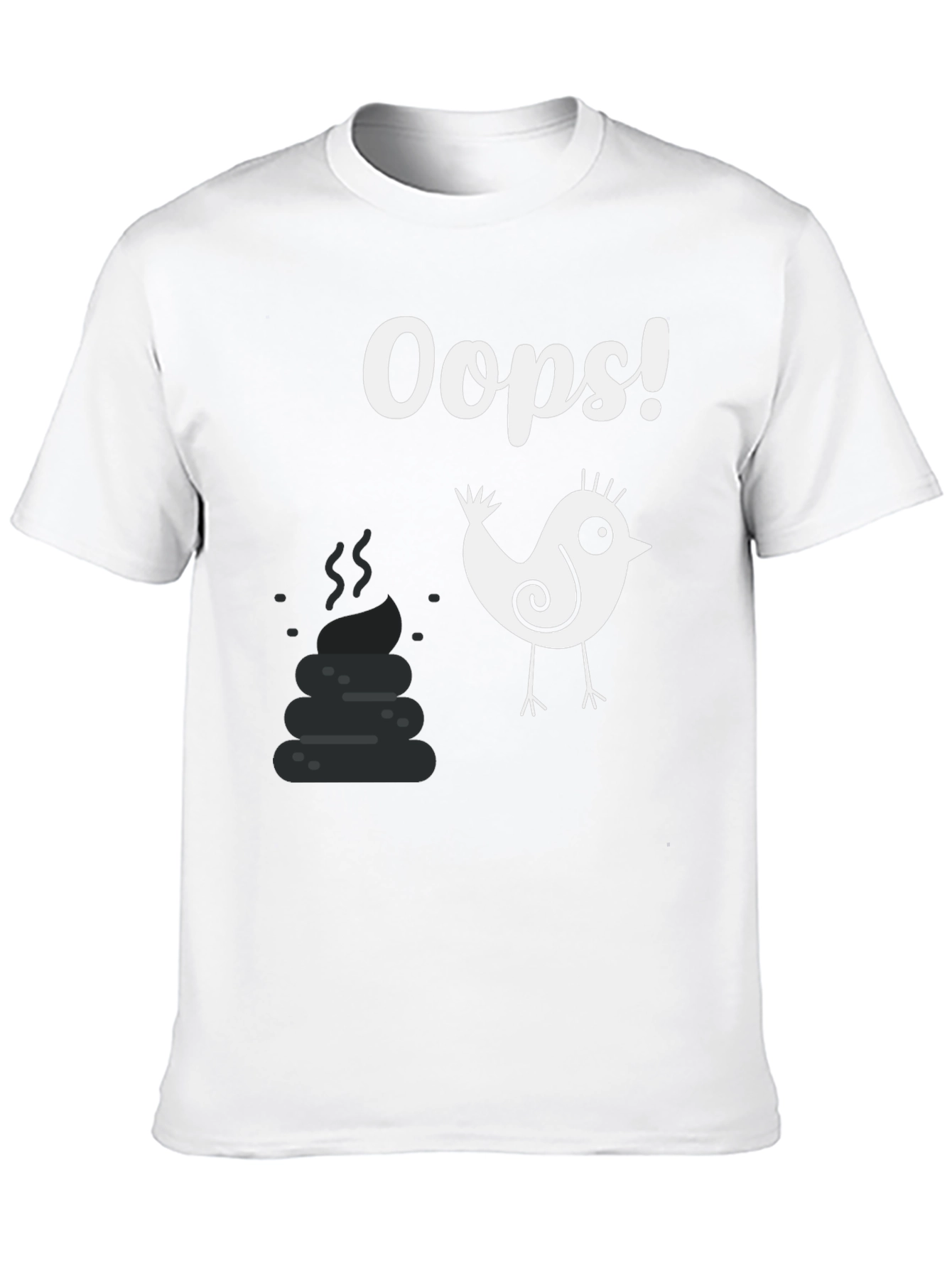 Black Oops! Bird Poop Graphic Tee - Funny Casual T-Shirt view 10