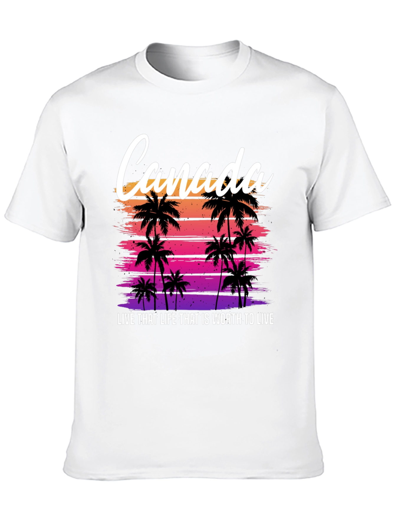 Black Canada Sunset Palm Tree T-Shirt - Live That Life Tee view 10